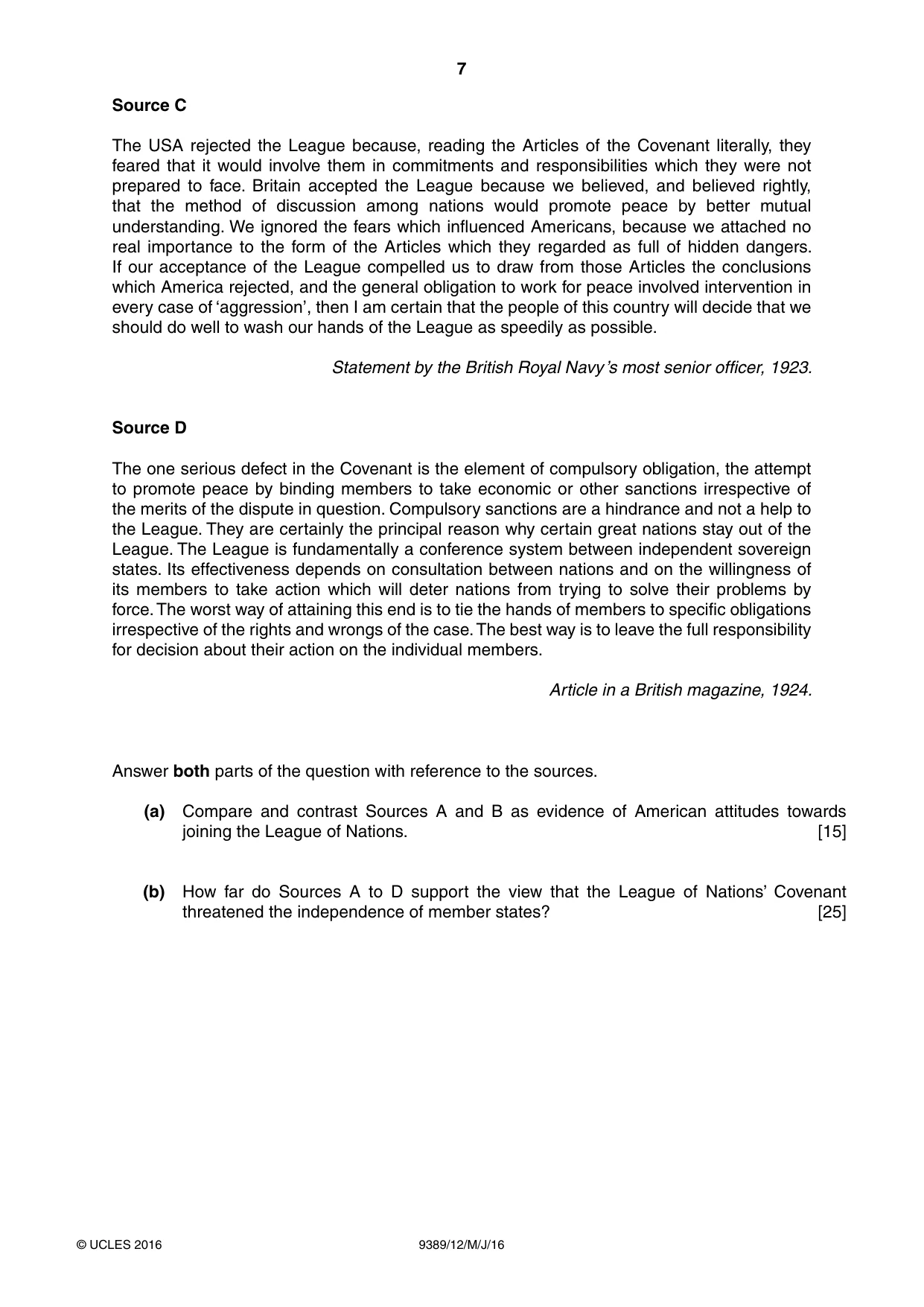 Cambridge A Level History 9389 2016 May/June Paper 1 · Variant 2 question paper, page 7 of 8