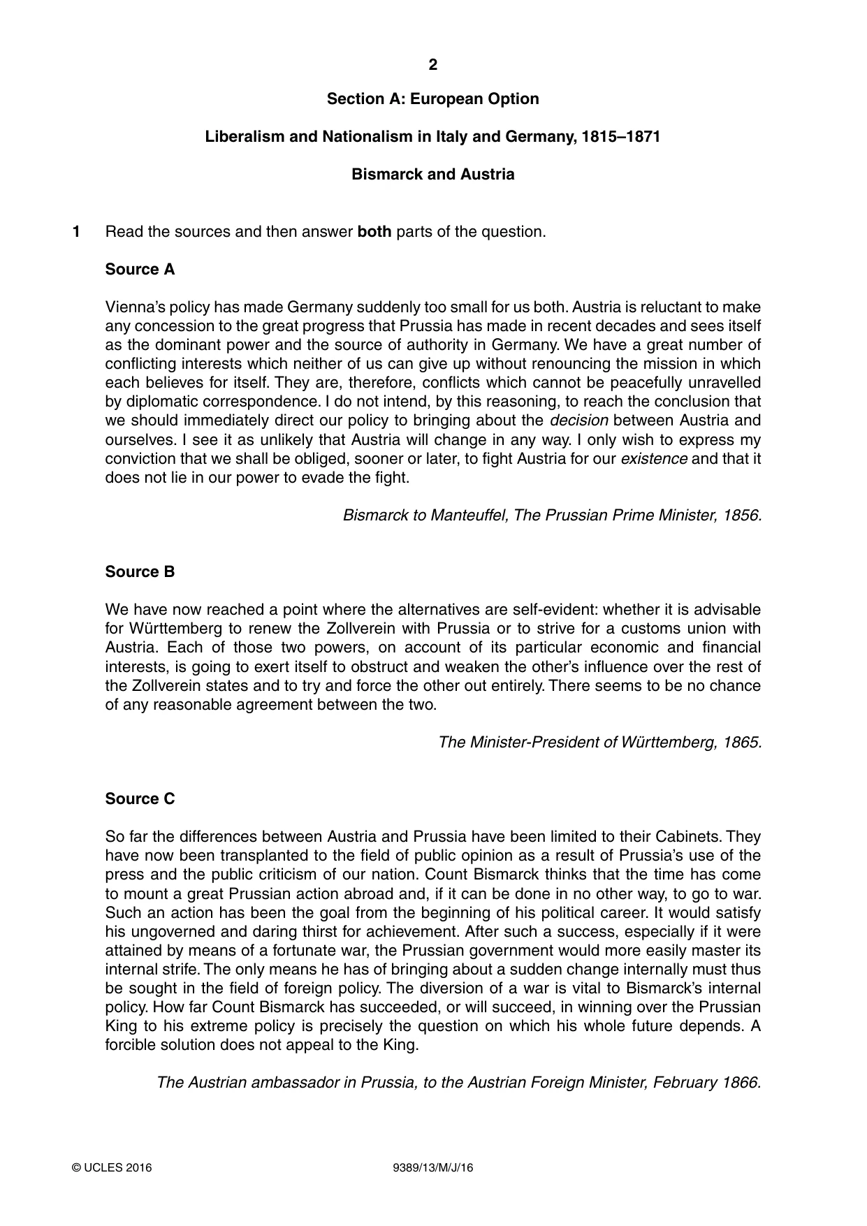 Cambridge A Level History 9389 2016 May/June Paper 1 · Variant 3 question paper, page 2 of 8