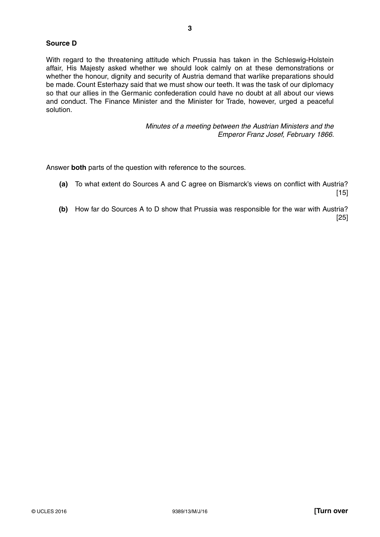 Cambridge A Level History 9389 2016 May/June Paper 1 · Variant 3 question paper, page 3 of 8