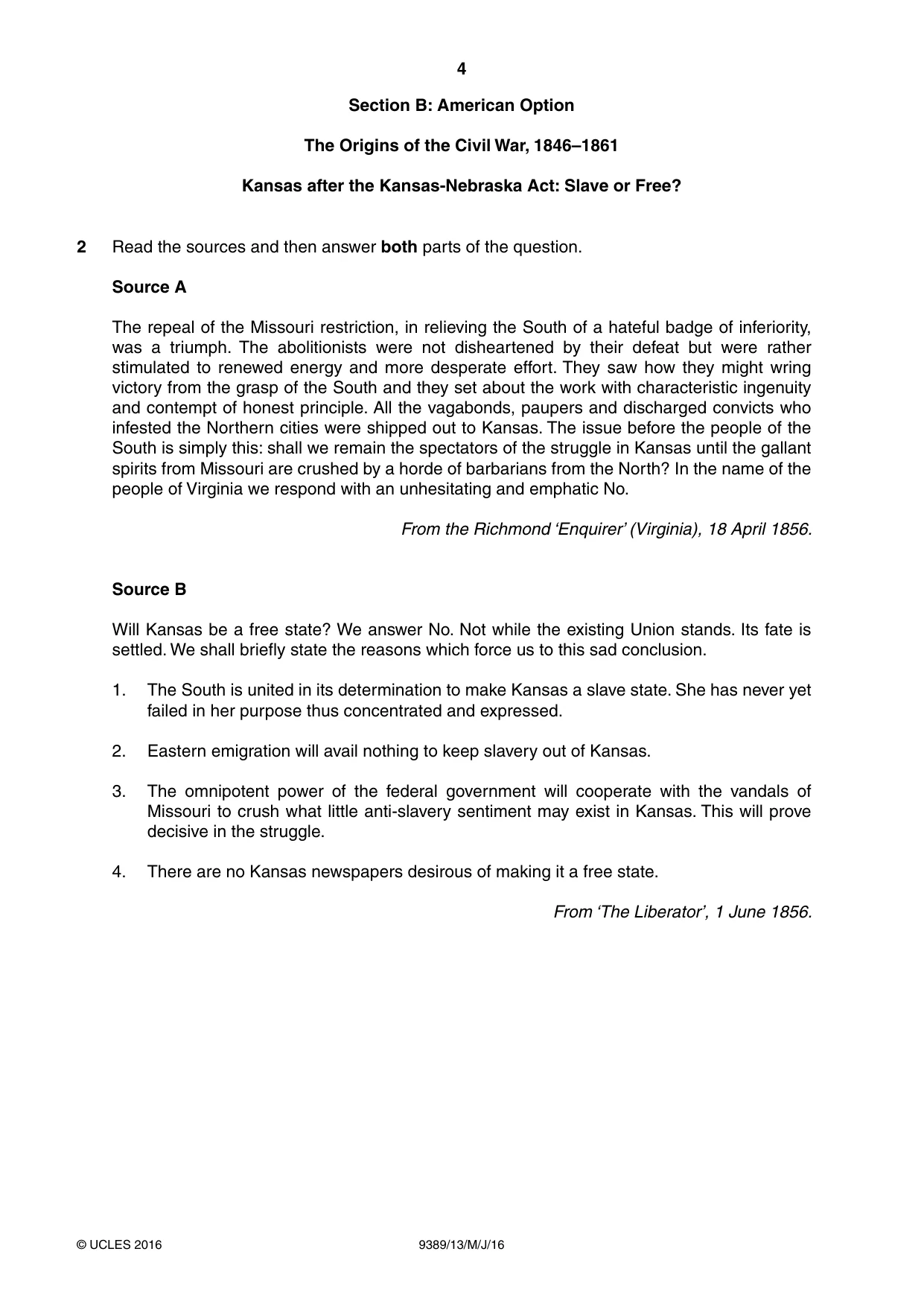 Cambridge A Level History 9389 2016 May/June Paper 1 · Variant 3 question paper, page 4 of 8
