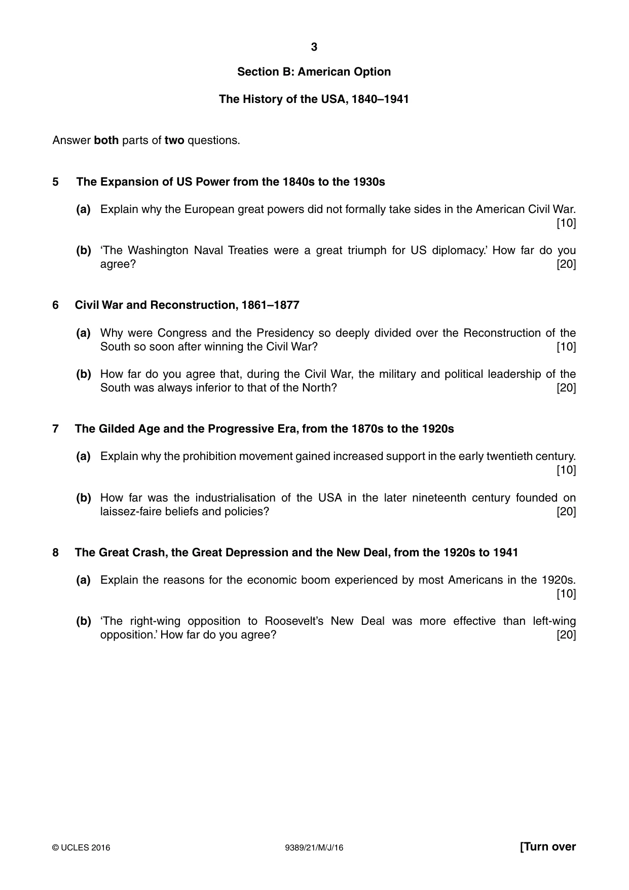 Cambridge A Level History 9389 2016 May/June Paper 2 · Variant 1 question paper, page 3 of 4