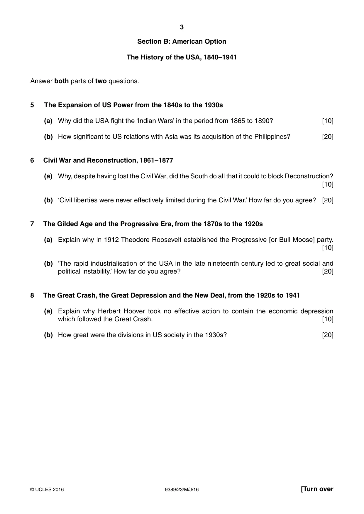 Cambridge A Level History 9389 2016 May/June Paper 2 · Variant 3 question paper, page 3 of 4