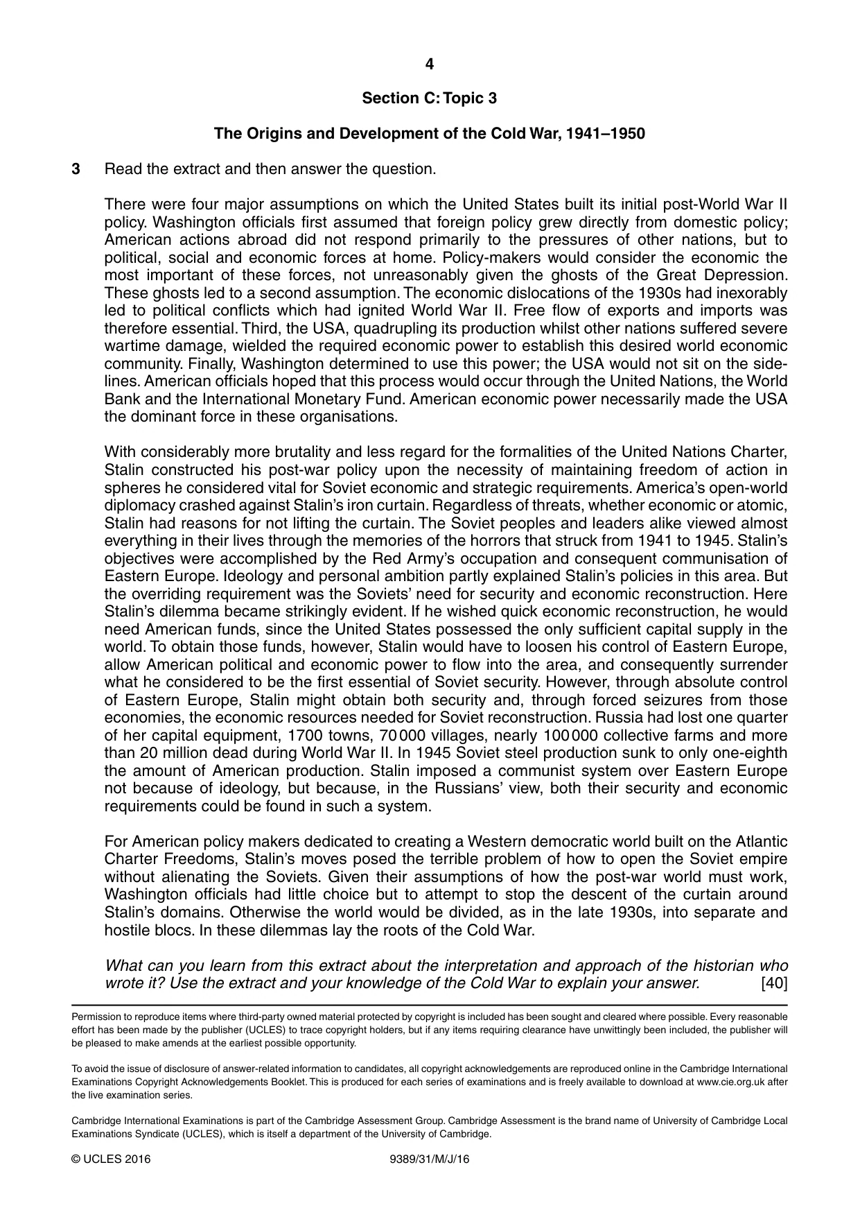 Cambridge A Level History 9389 2016 May/June Paper 3 · Variant 1 question paper, page 4 of 4