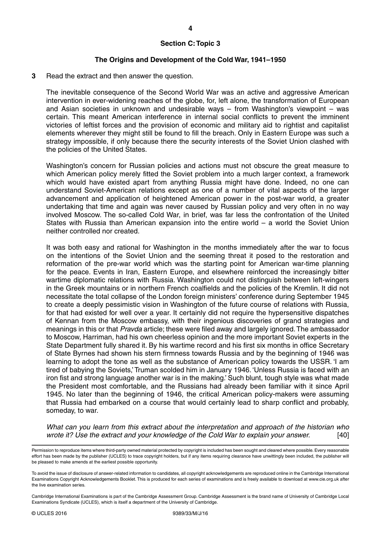 Cambridge A Level History 9389 2016 May/June Paper 3 · Variant 3 question paper, page 4 of 4