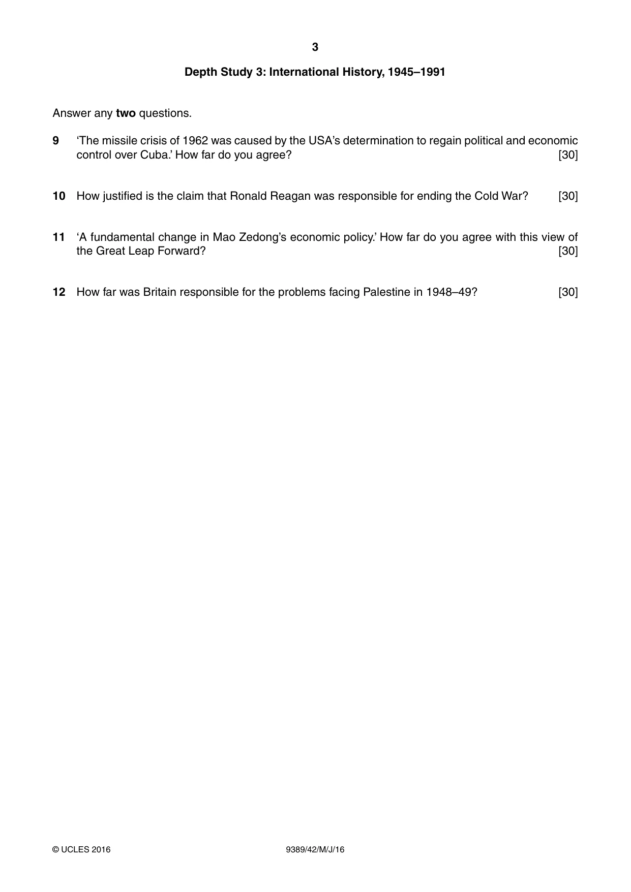Cambridge A Level History 9389 2016 May/June Paper 4 · Variant 2 question paper, page 3 of 4
