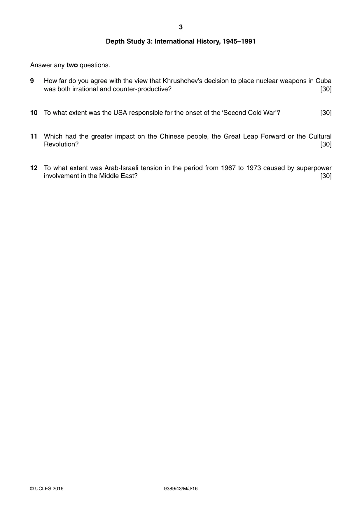 Cambridge A Level History 9389 2016 May/June Paper 4 · Variant 3 question paper, page 3 of 4