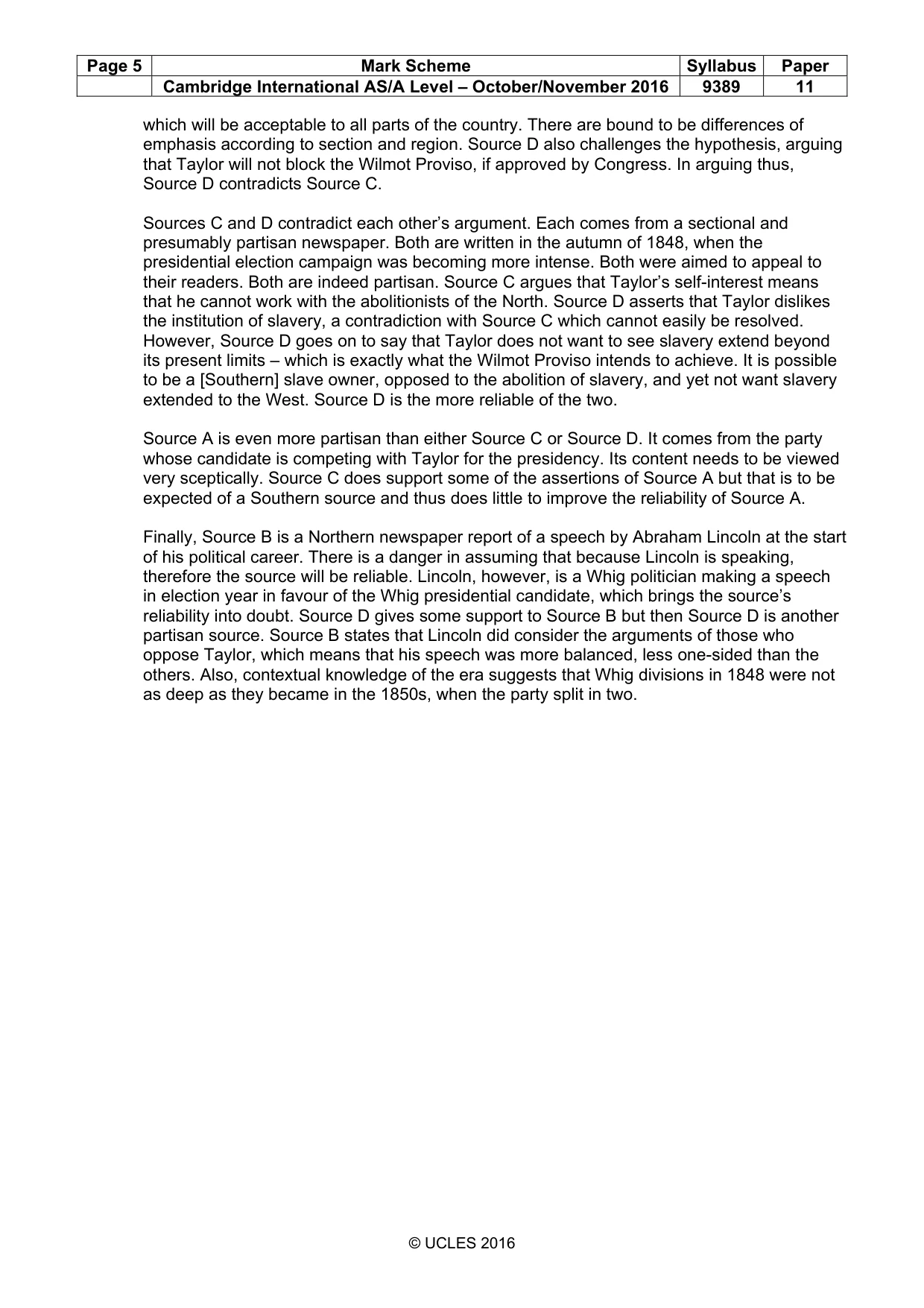 Mark scheme, page 5 of 9