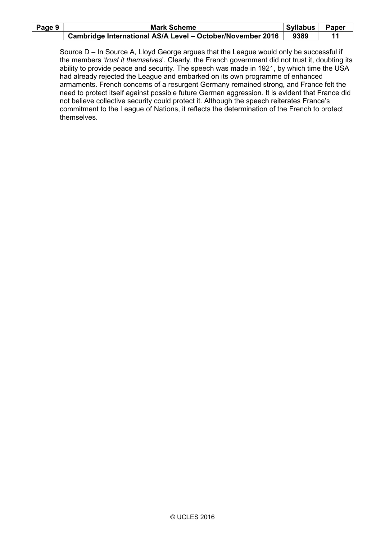 Mark scheme, page 9 of 9