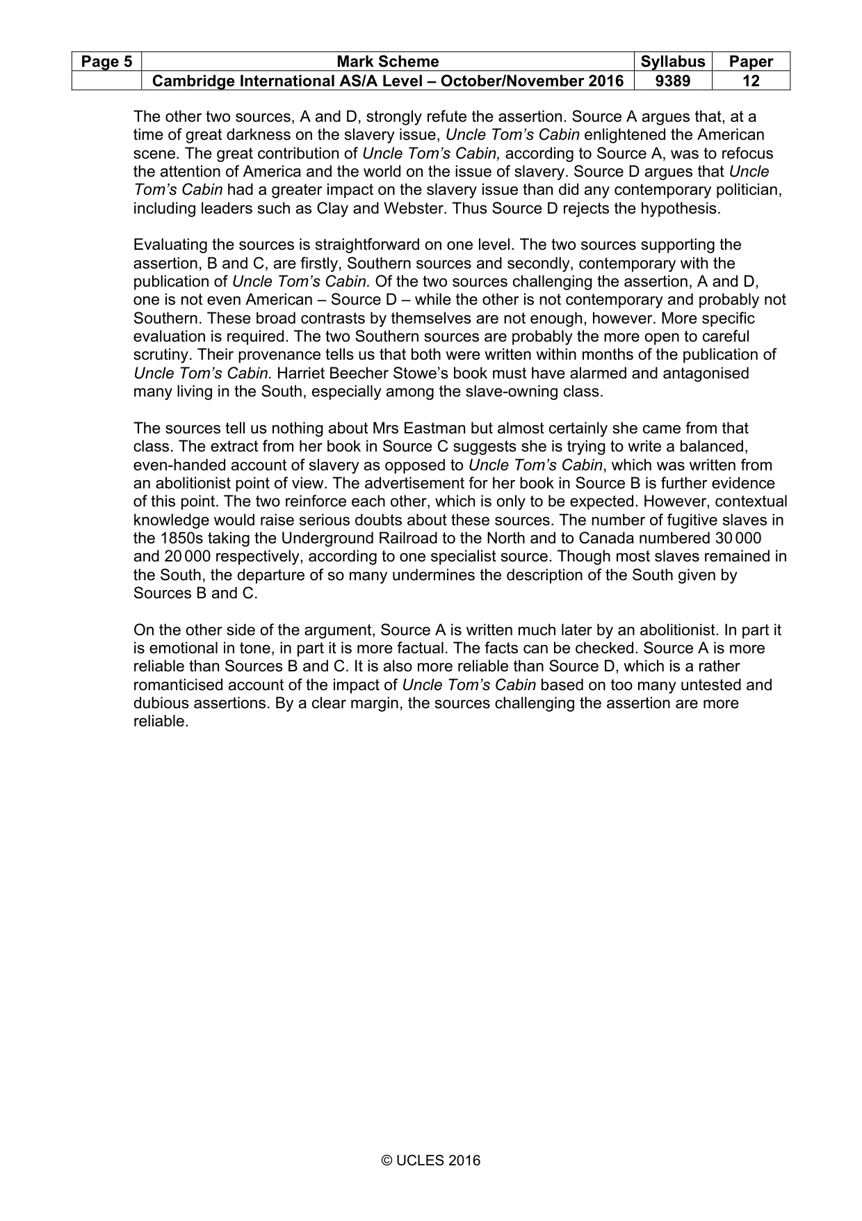 Mark scheme, page 5 of 9