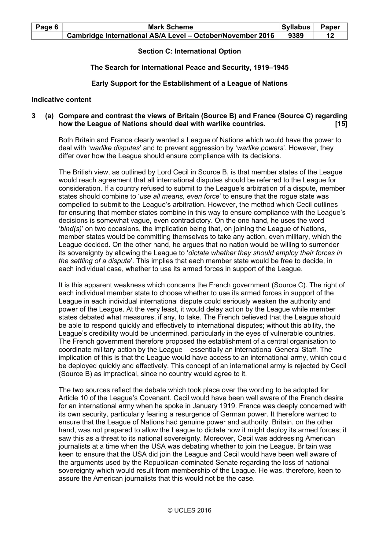 Mark scheme, page 6 of 9