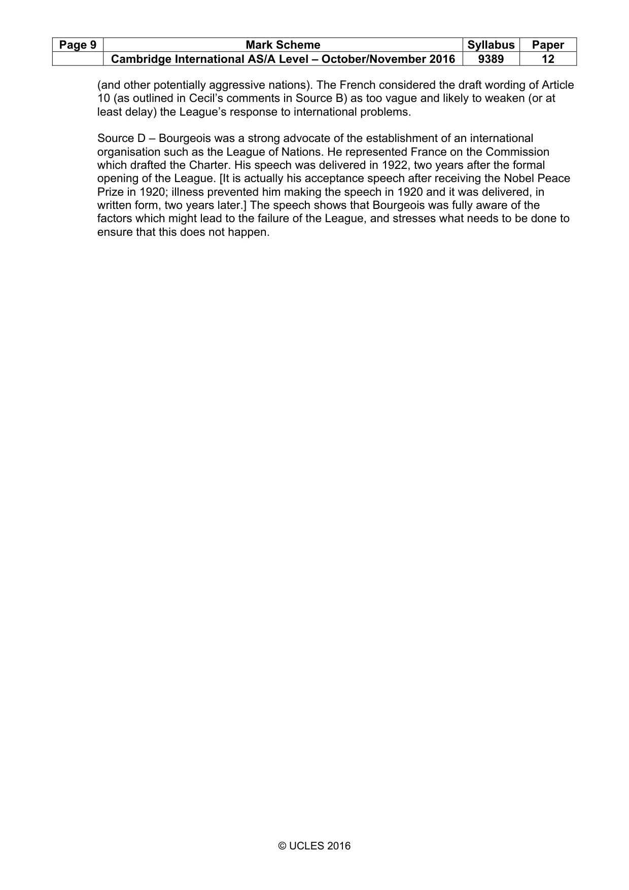 Mark scheme, page 9 of 9
