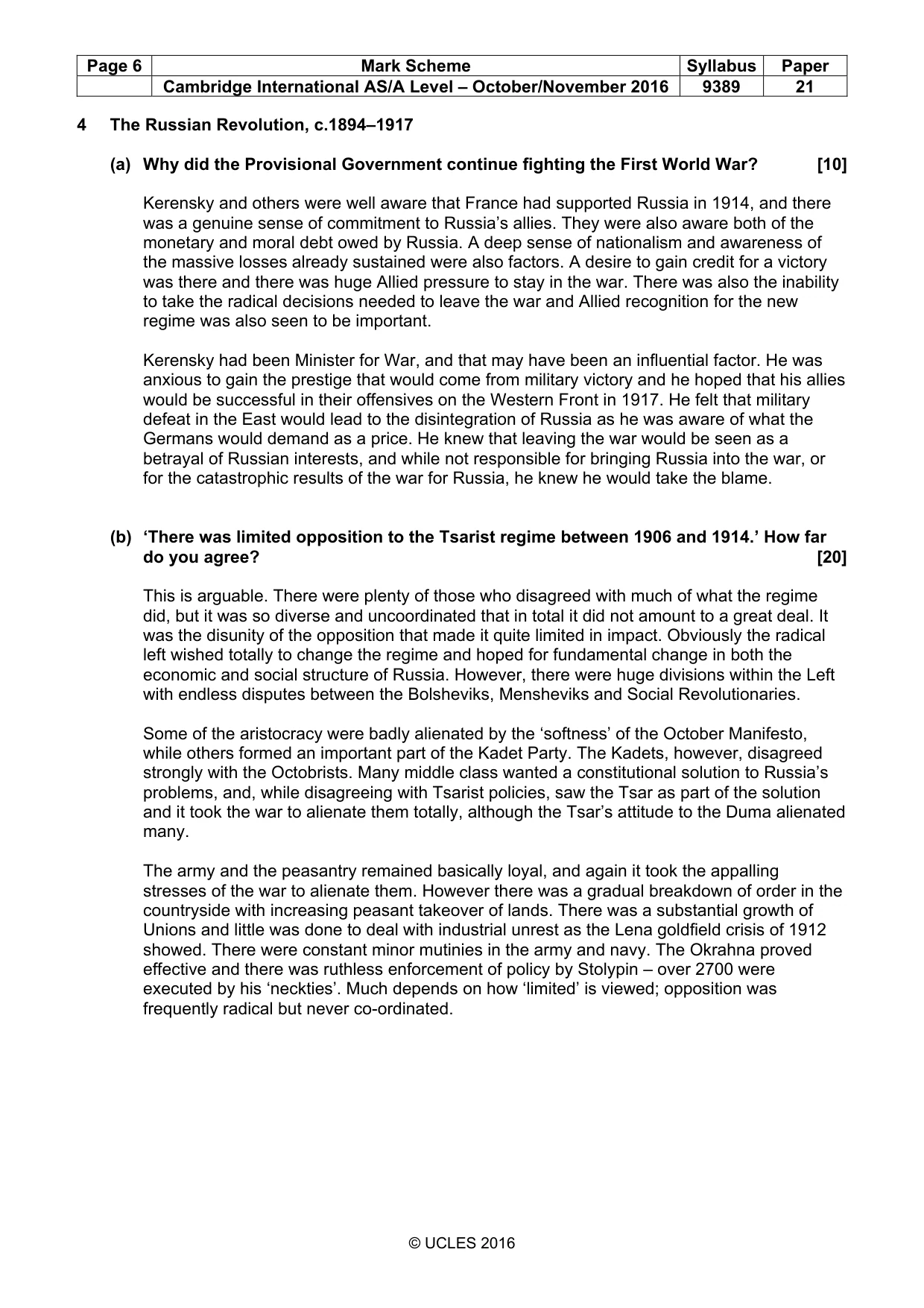 Mark scheme, page 6 of 14