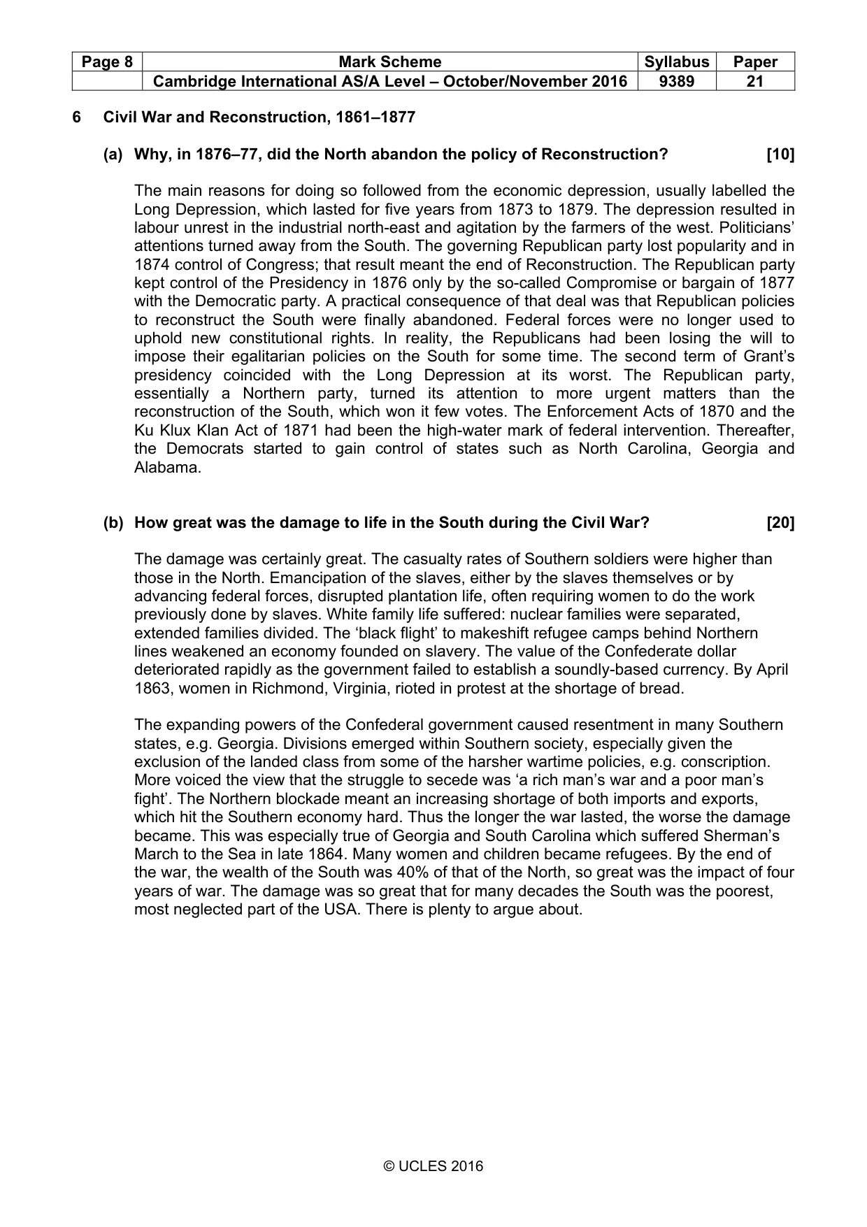 Mark scheme, page 8 of 14