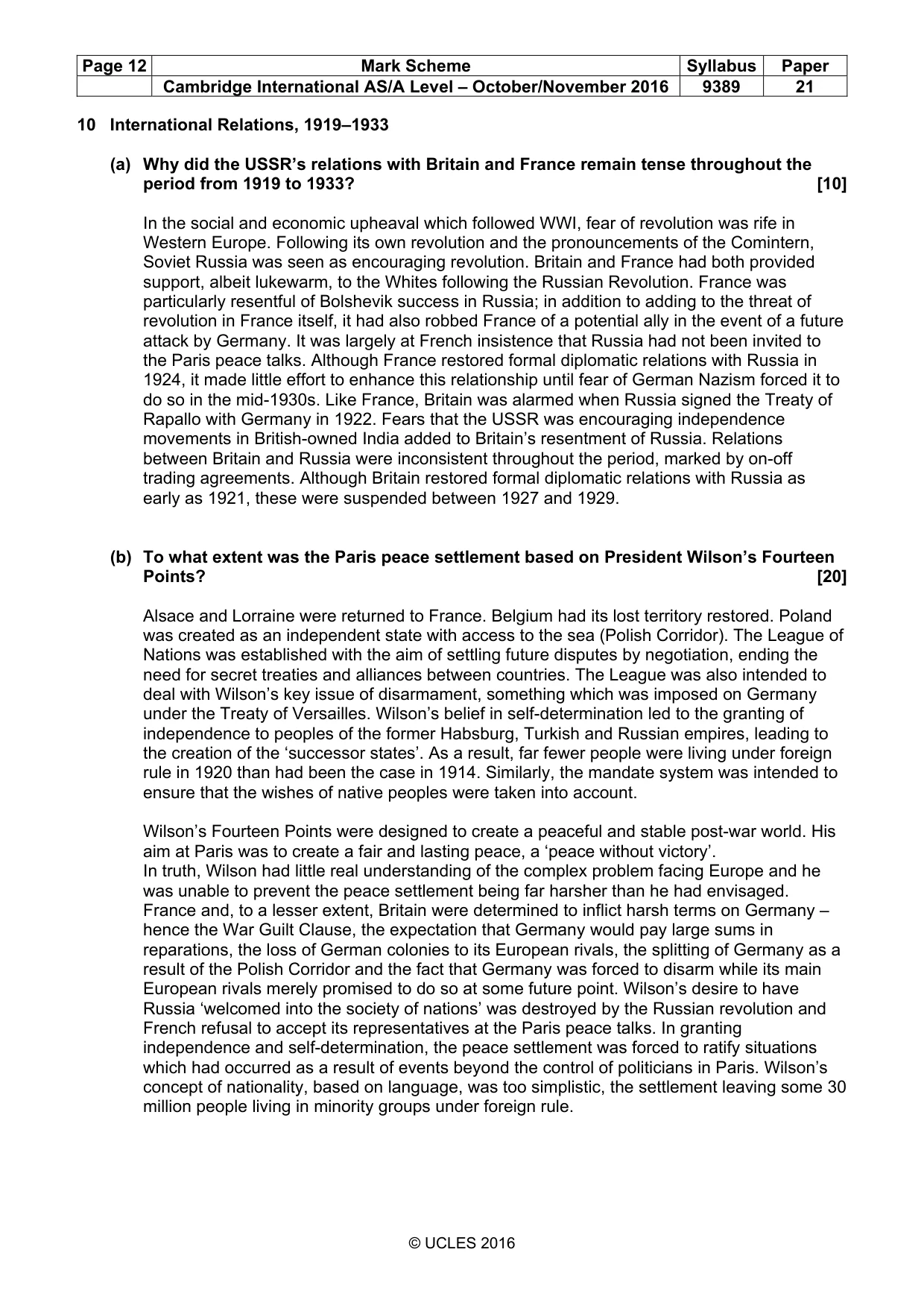 Mark scheme, page 12 of 14