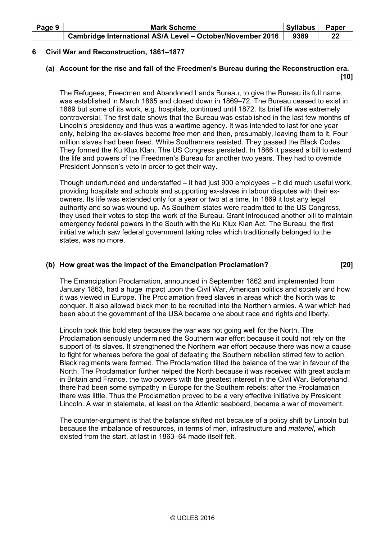 Mark scheme, page 9 of 15