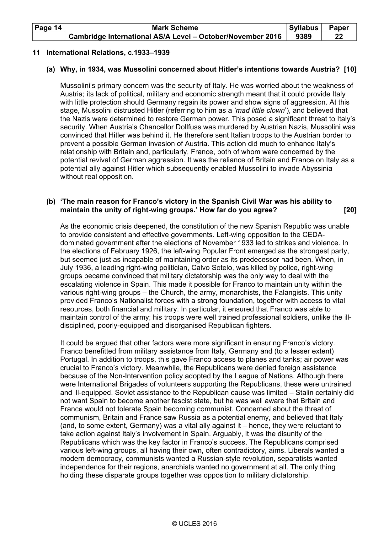 Mark scheme, page 14 of 15