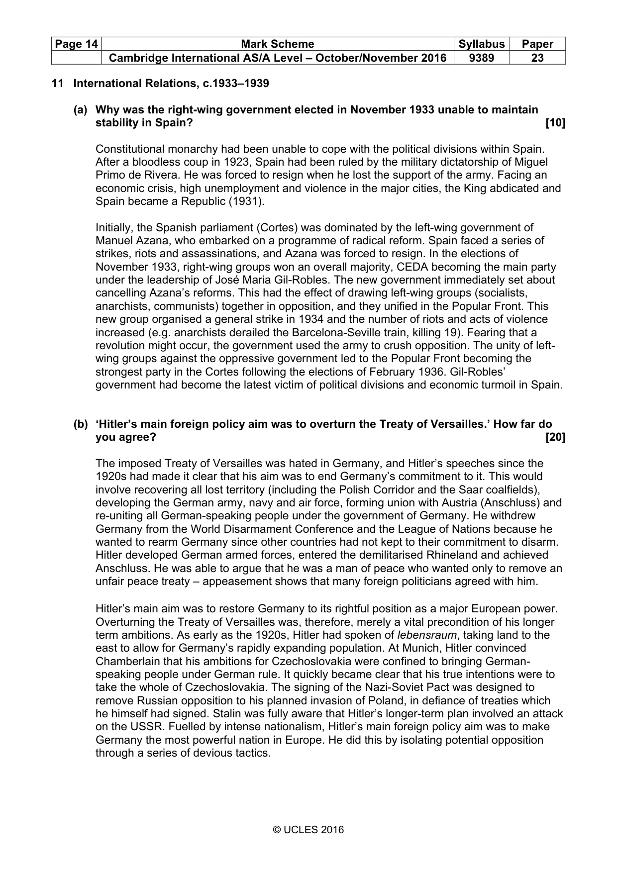 Mark scheme, page 14 of 15