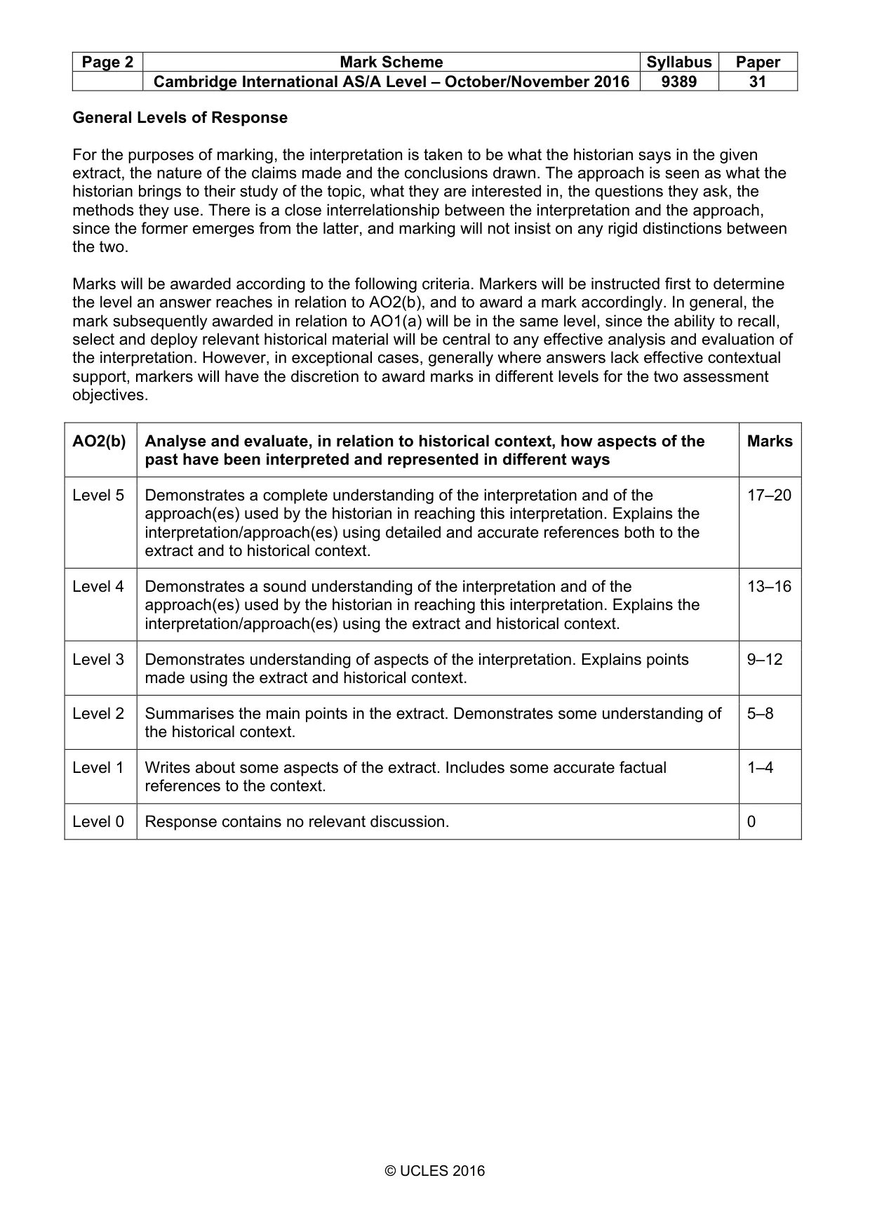 Mark scheme, page 2 of 6