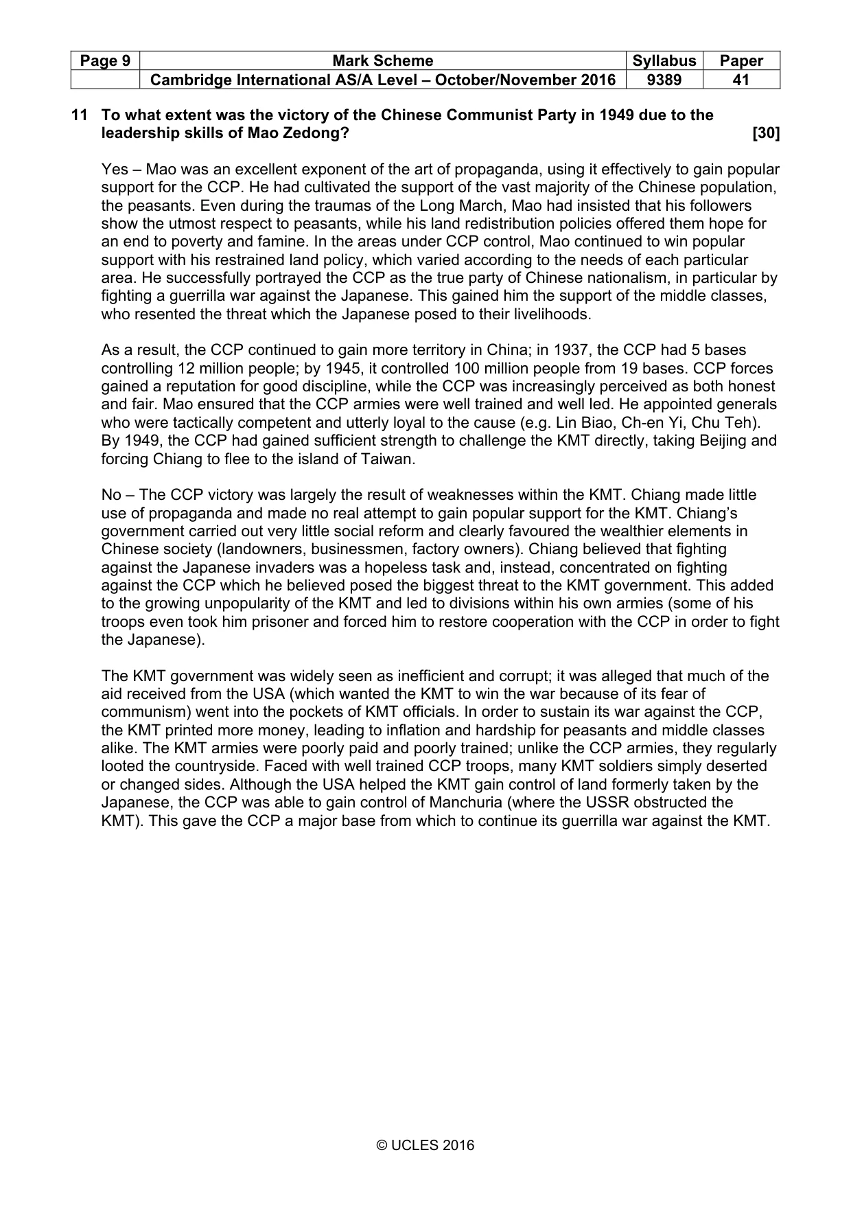 Mark scheme, page 9 of 15