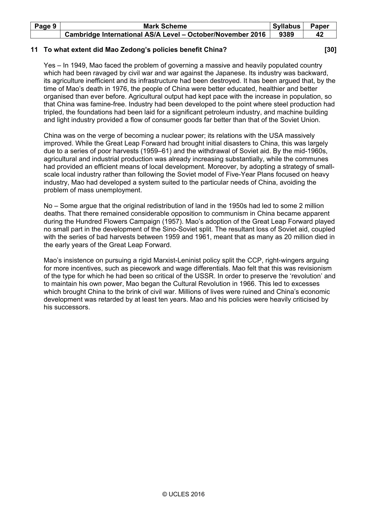 Mark scheme, page 9 of 15