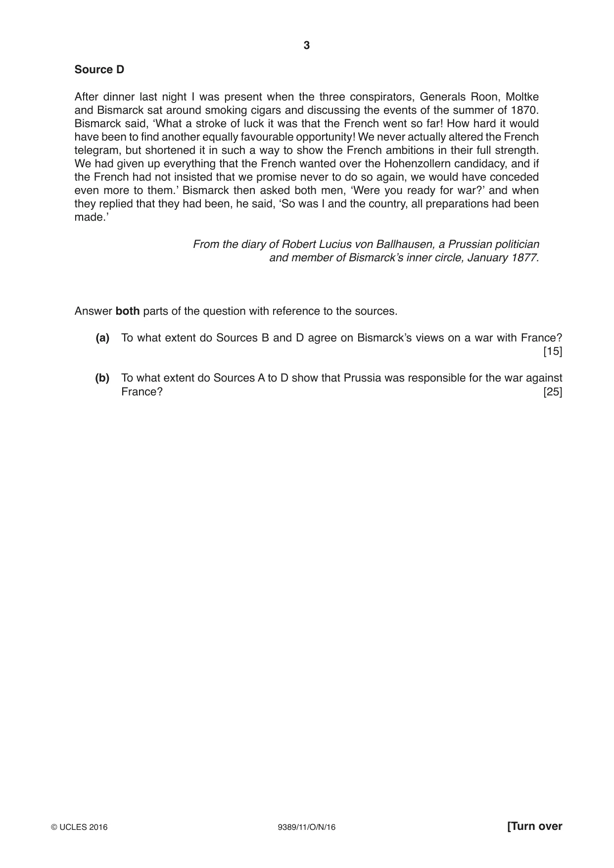 Cambridge A Level History 9389 2016 Oct/Nov Paper 1 · Variant 1 question paper, page 3 of 8