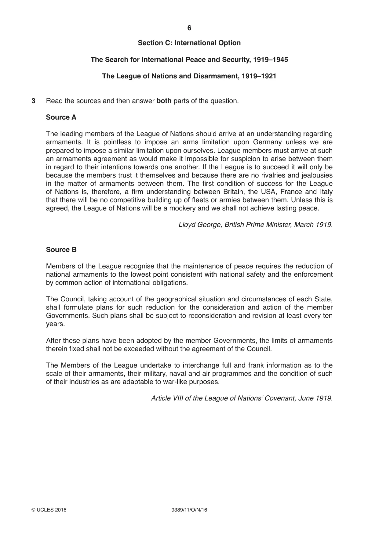 Cambridge A Level History 9389 2016 Oct/Nov Paper 1 · Variant 1 question paper, page 6 of 8