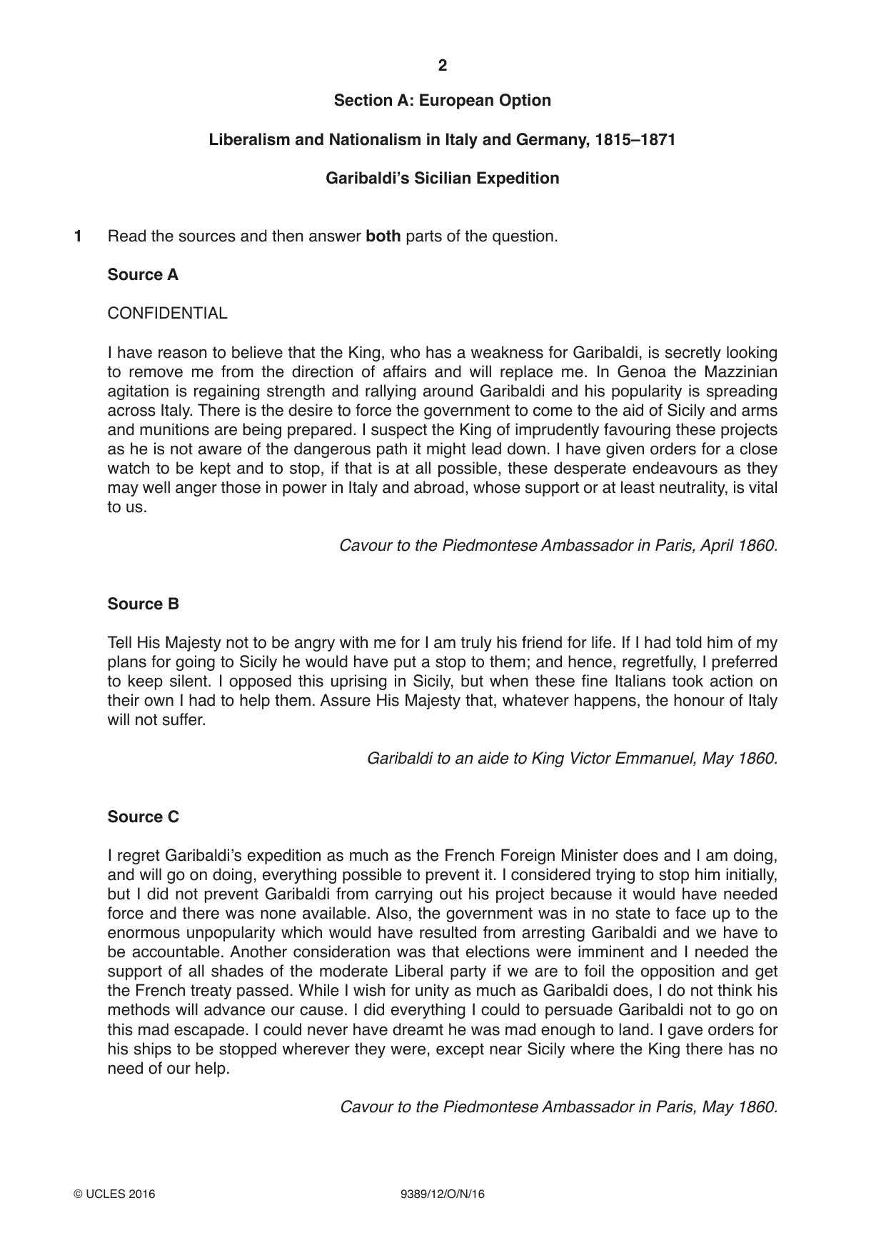 Cambridge A Level History 9389 2016 Oct/Nov Paper 1 · Variant 2 question paper, page 2 of 8
