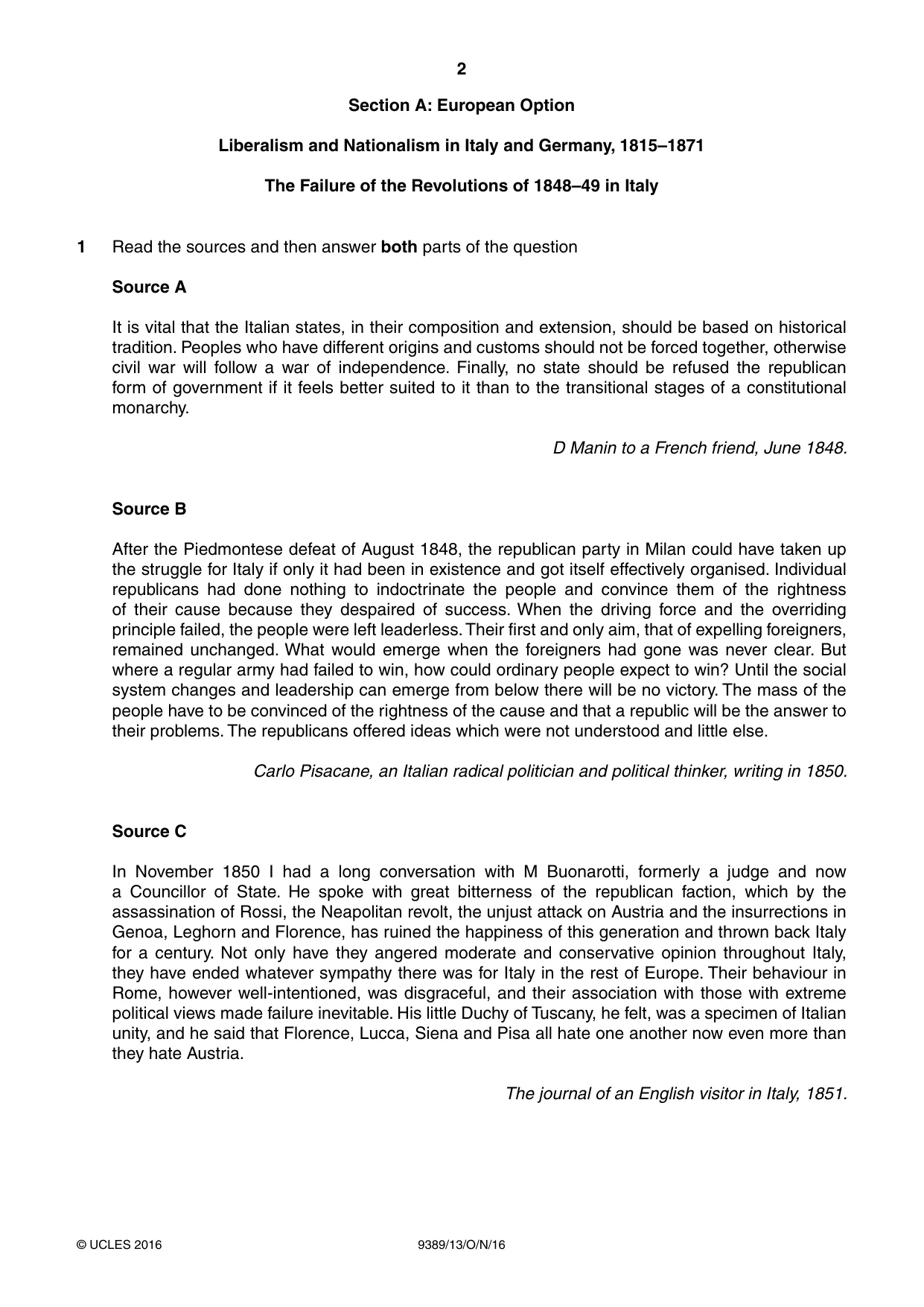 Cambridge A Level History 9389 2016 Oct/Nov Paper 1 · Variant 3 question paper, page 2 of 8