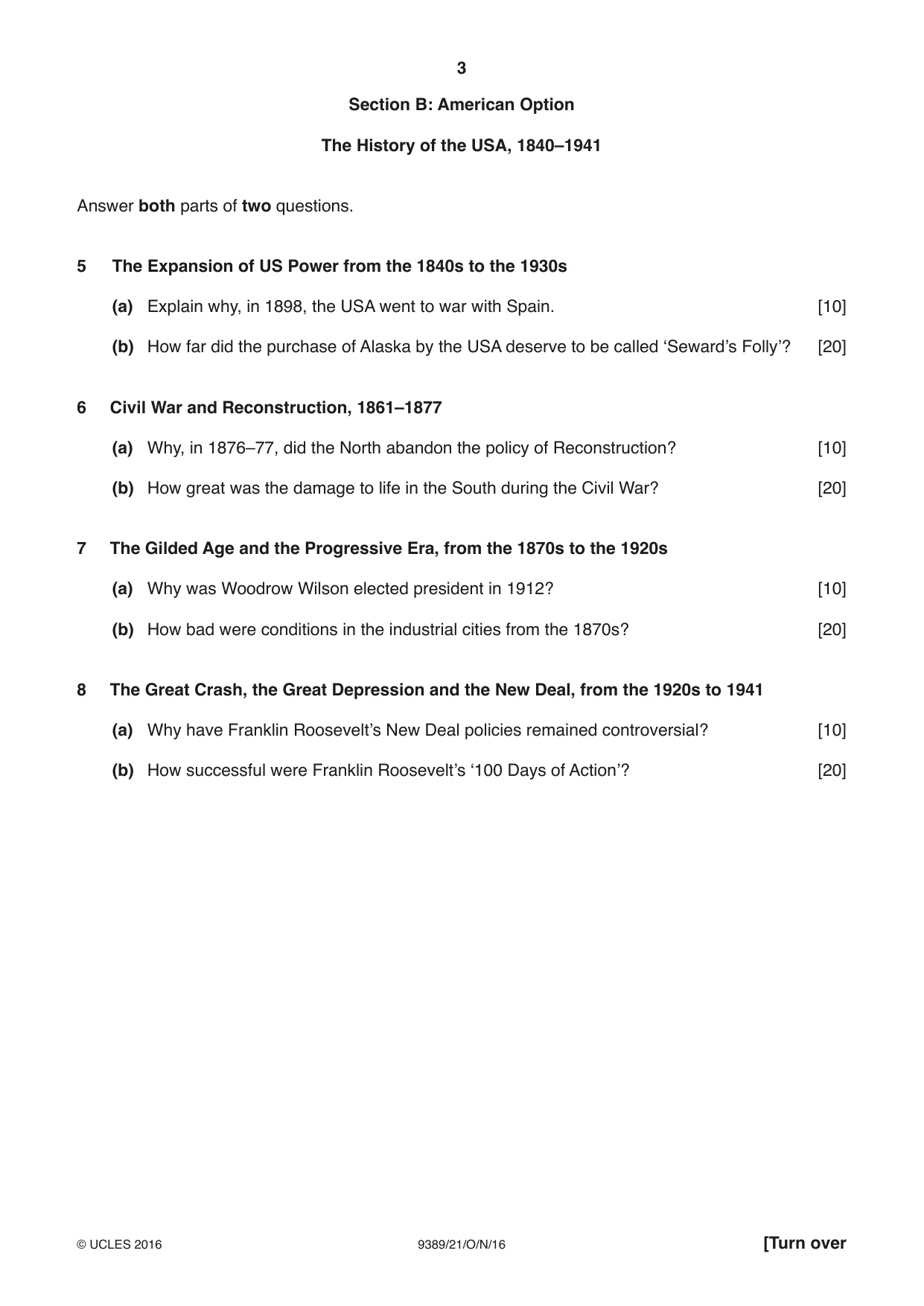 Cambridge A Level History 9389 2016 Oct/Nov Paper 2 · Variant 1 question paper, page 3 of 4
