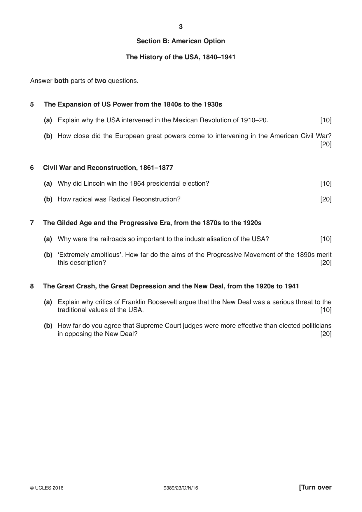 Cambridge A Level History 9389 2016 Oct/Nov Paper 2 · Variant 3 question paper, page 3 of 4