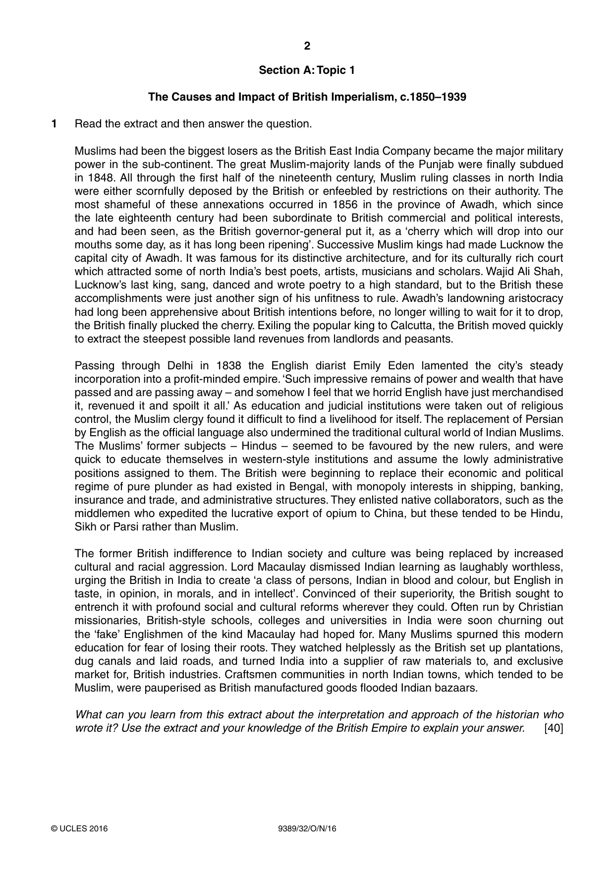 Cambridge A Level History 9389 2016 Oct/Nov Paper 3 · Variant 2 question paper, page 2 of 4
