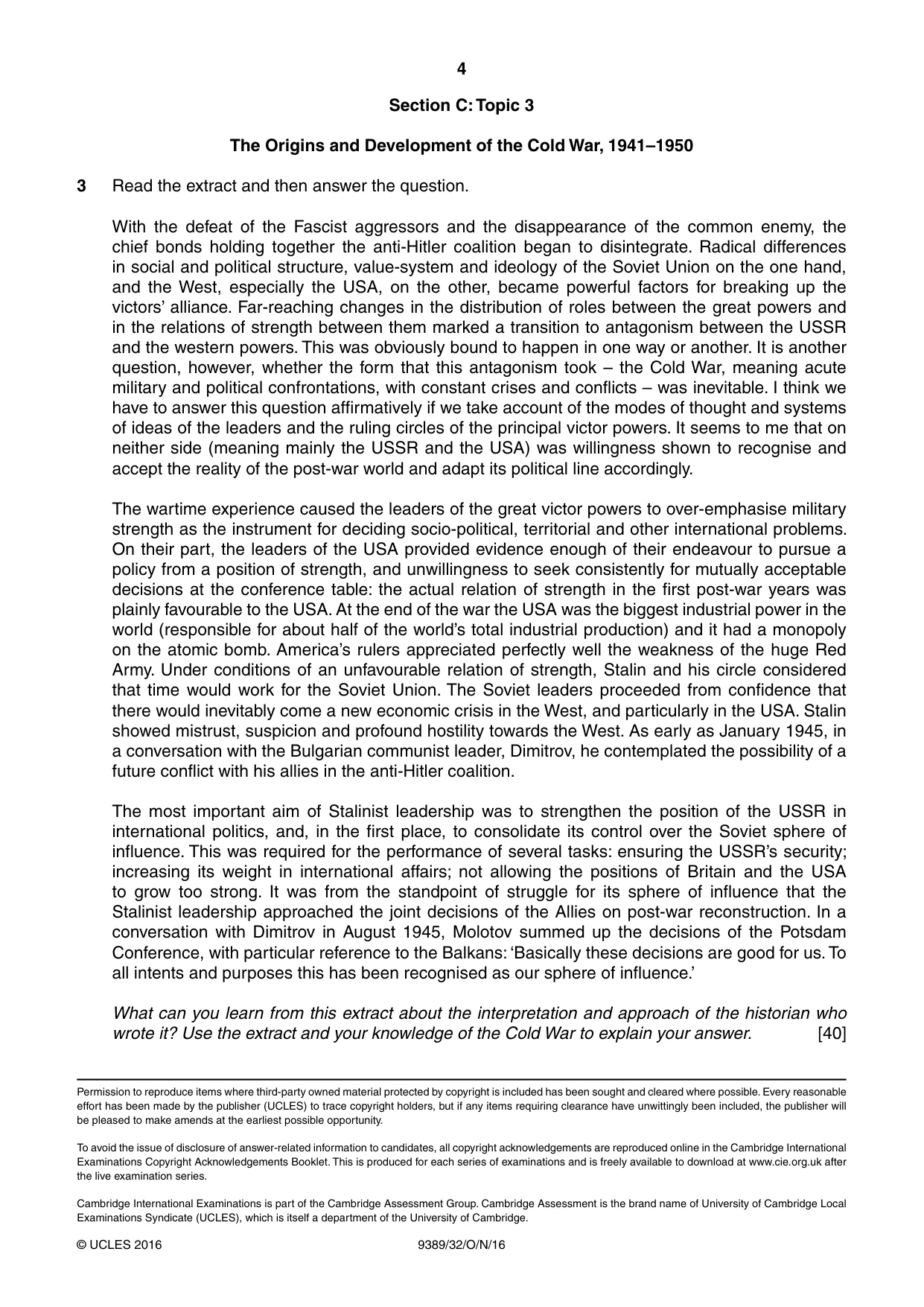 Cambridge A Level History 9389 2016 Oct/Nov Paper 3 · Variant 2 question paper, page 4 of 4