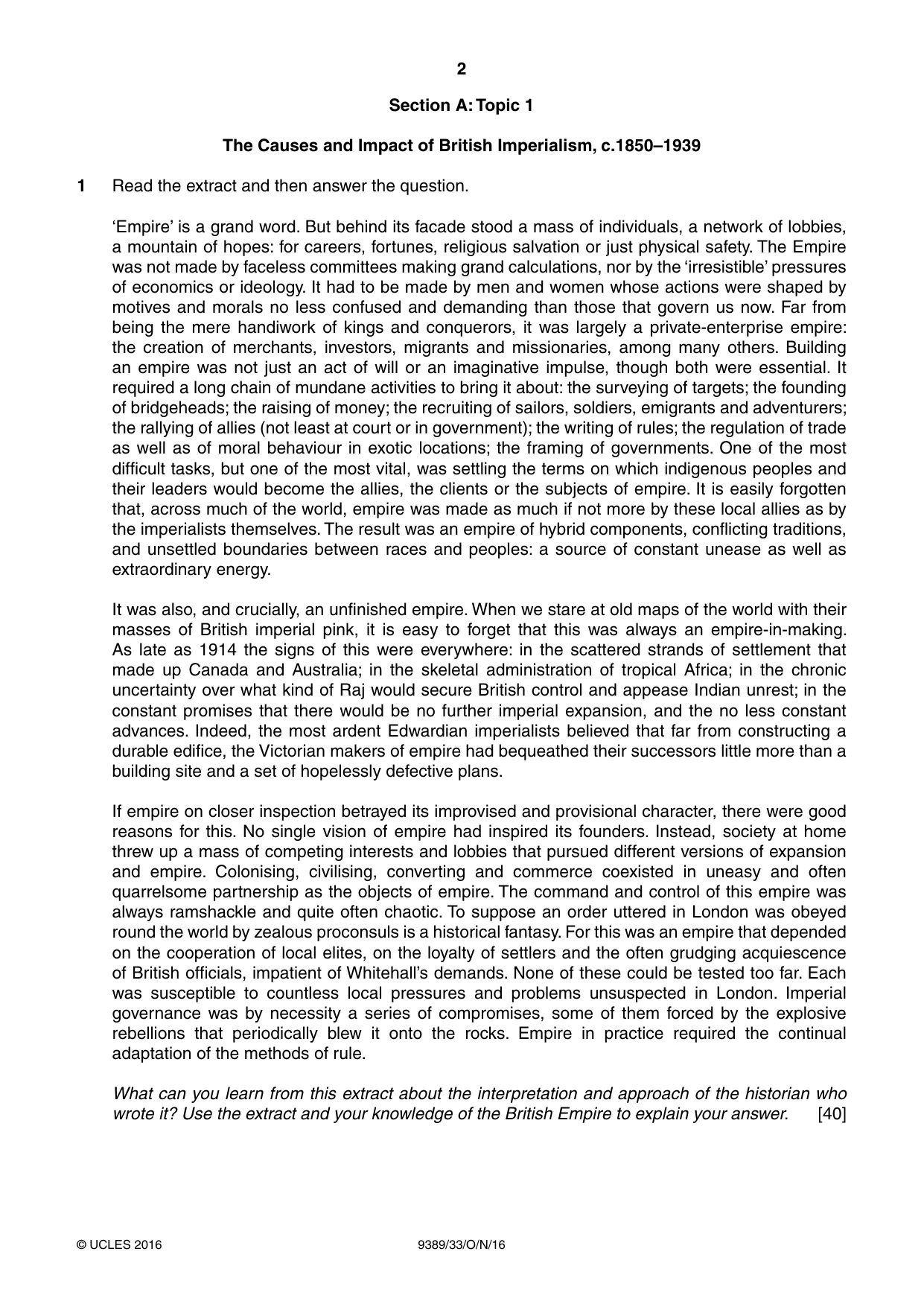 Cambridge A Level History 9389 2016 Oct/Nov Paper 3 · Variant 3 question paper, page 2 of 4