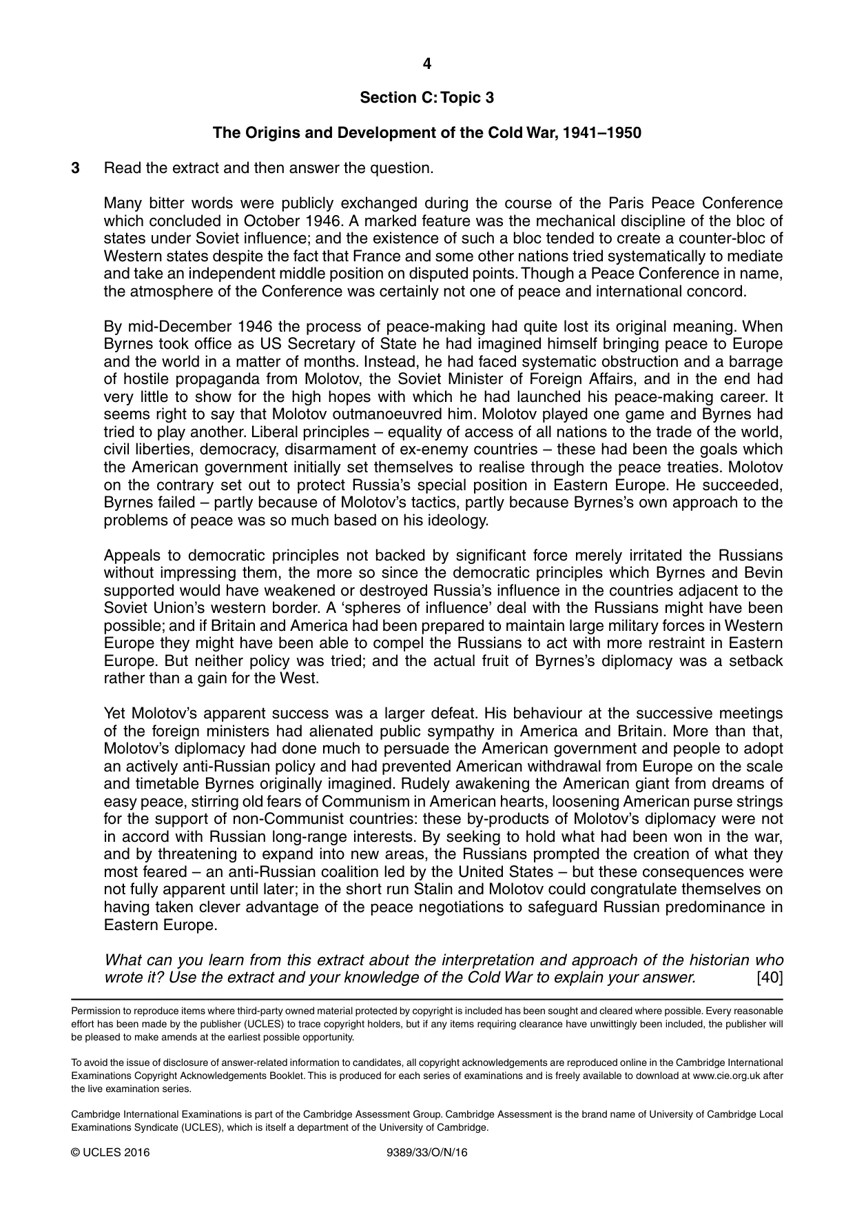 Cambridge A Level History 9389 2016 Oct/Nov Paper 3 · Variant 3 question paper, page 4 of 4