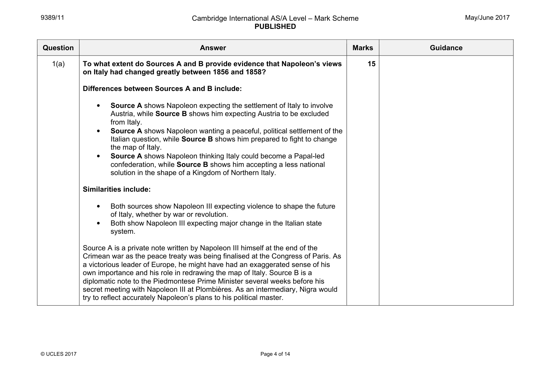 Mark scheme, page 4 of 14