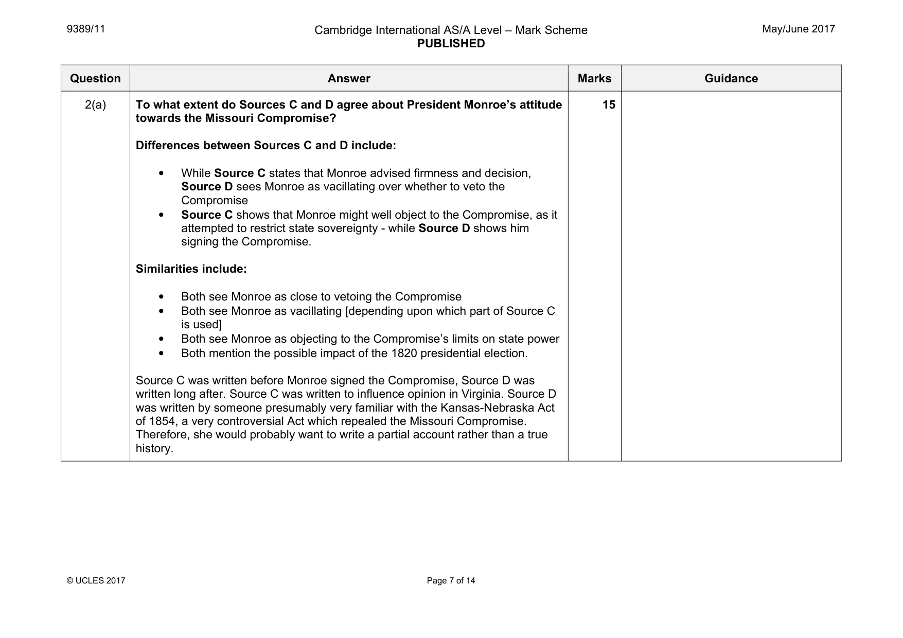 Mark scheme, page 7 of 14