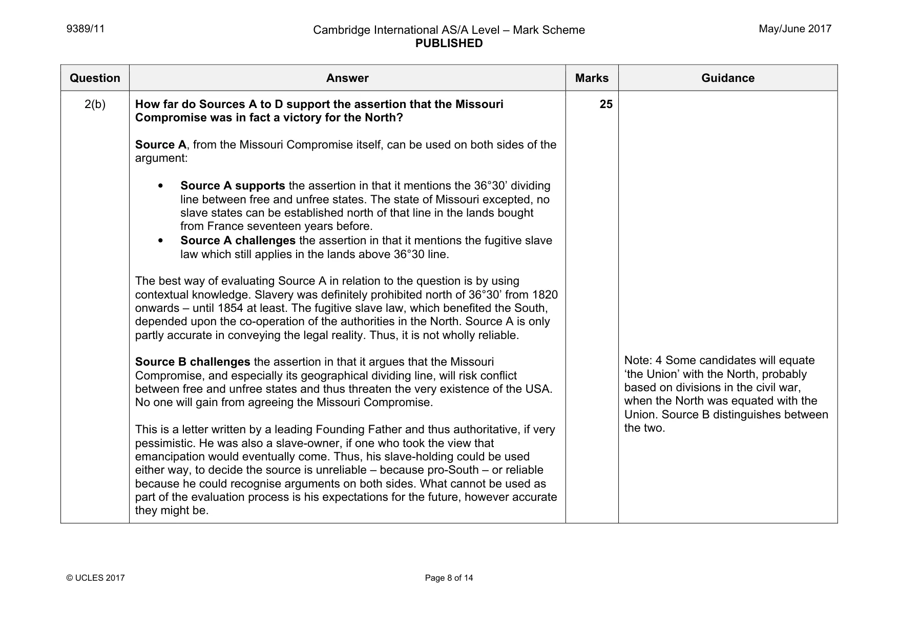 Mark scheme, page 8 of 14