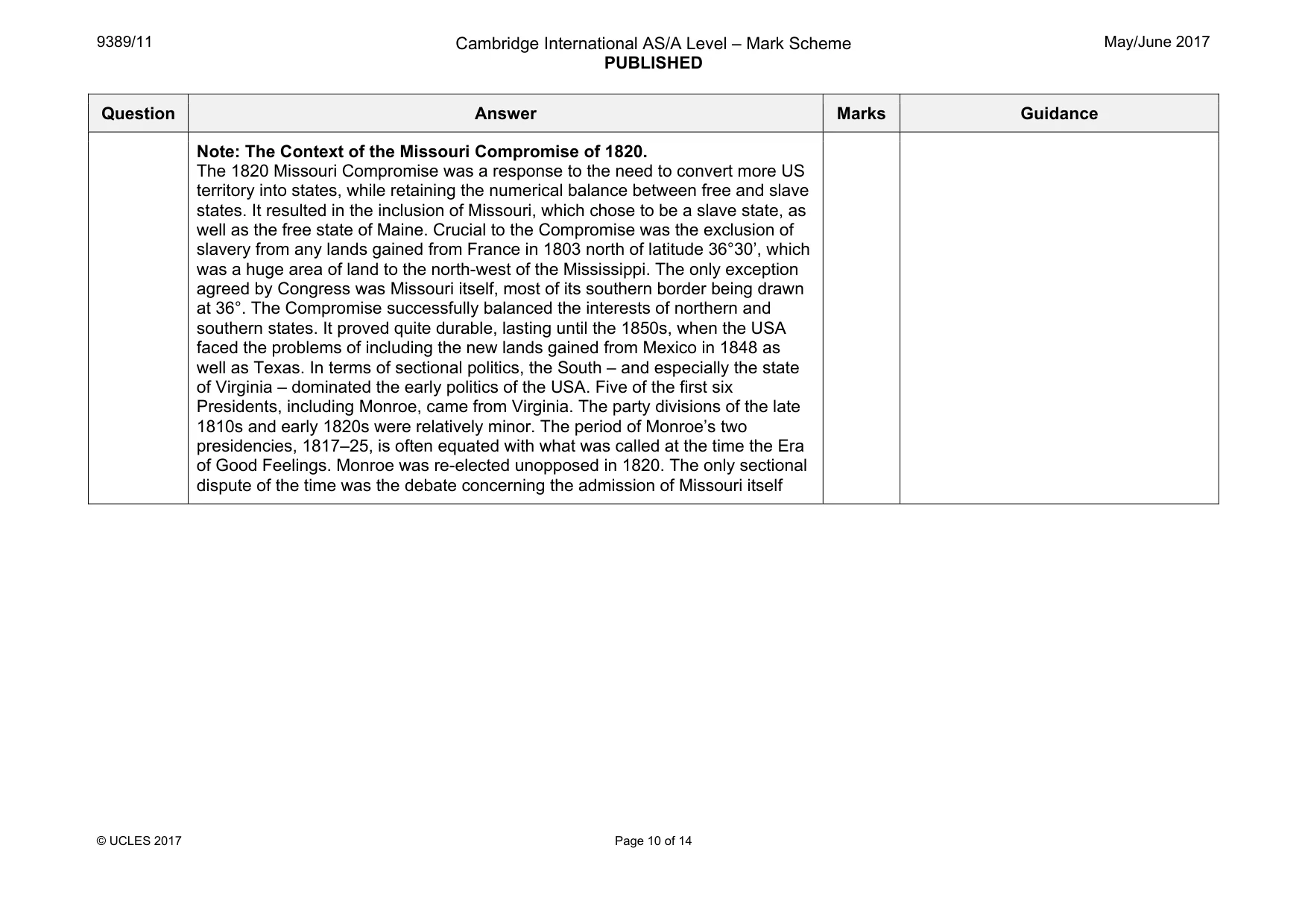 Mark scheme, page 10 of 14