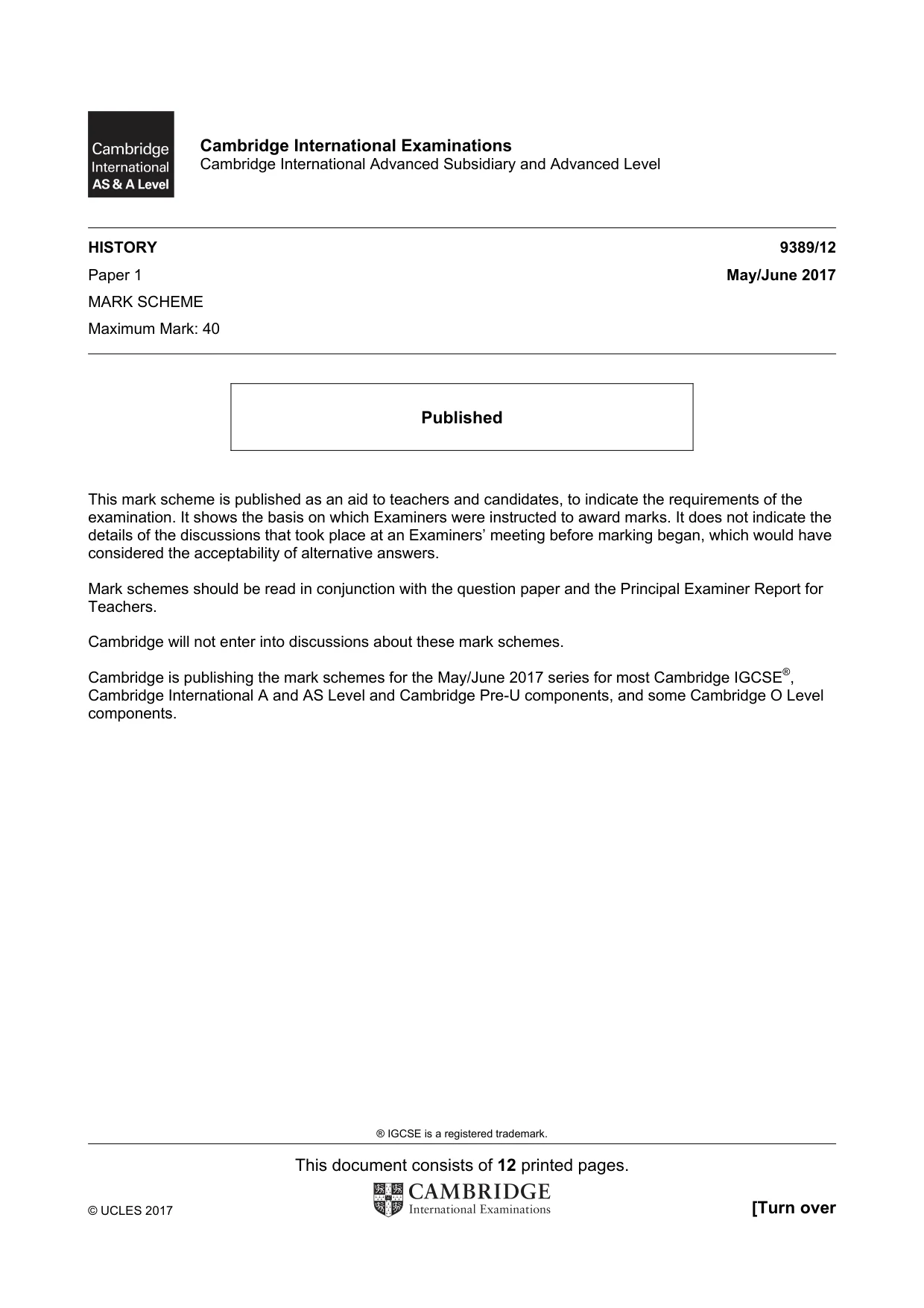 Mark scheme, page 1 of 12