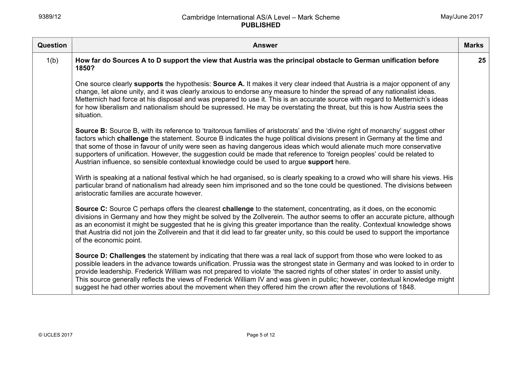 Mark scheme, page 5 of 12