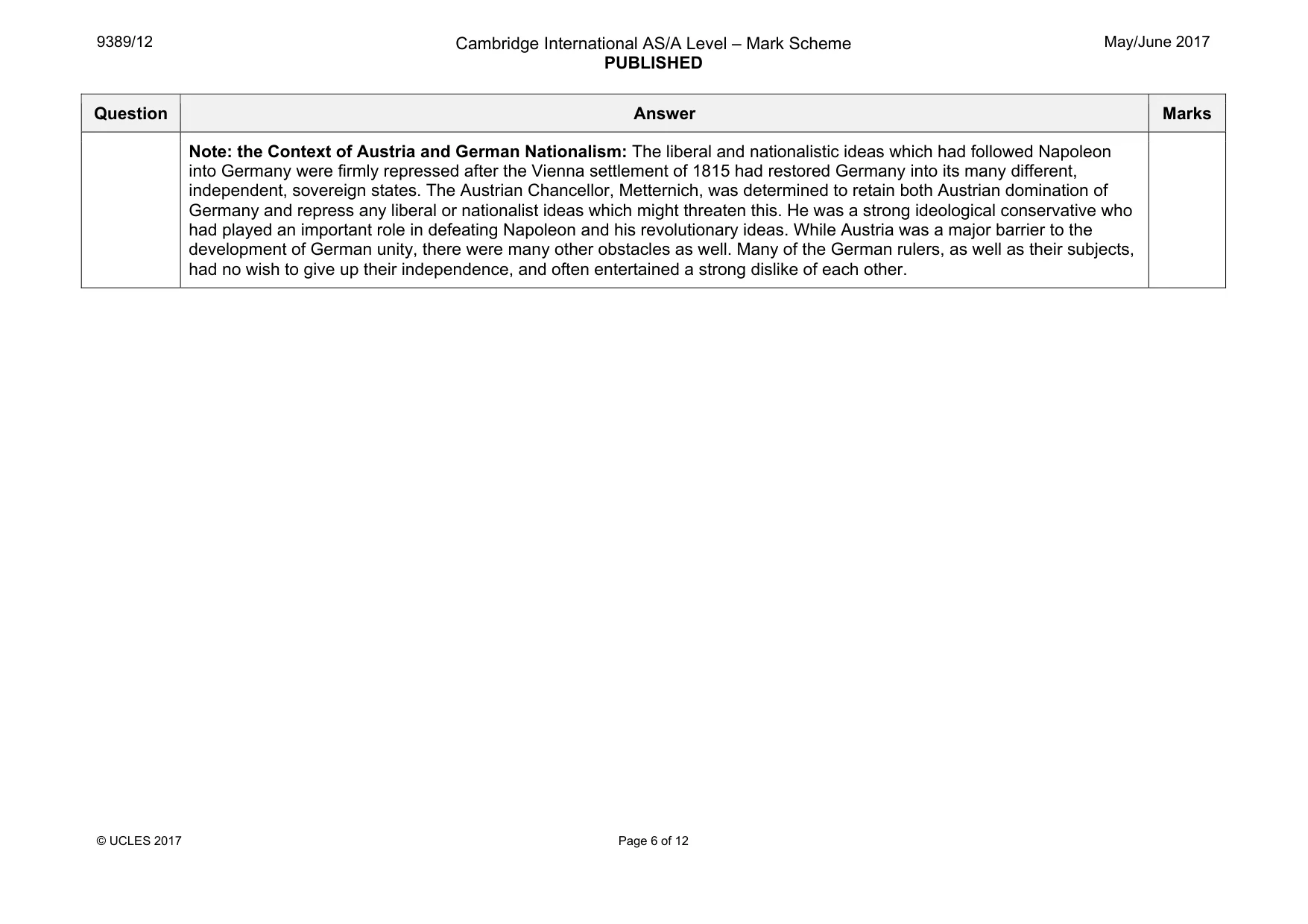 Mark scheme, page 6 of 12
