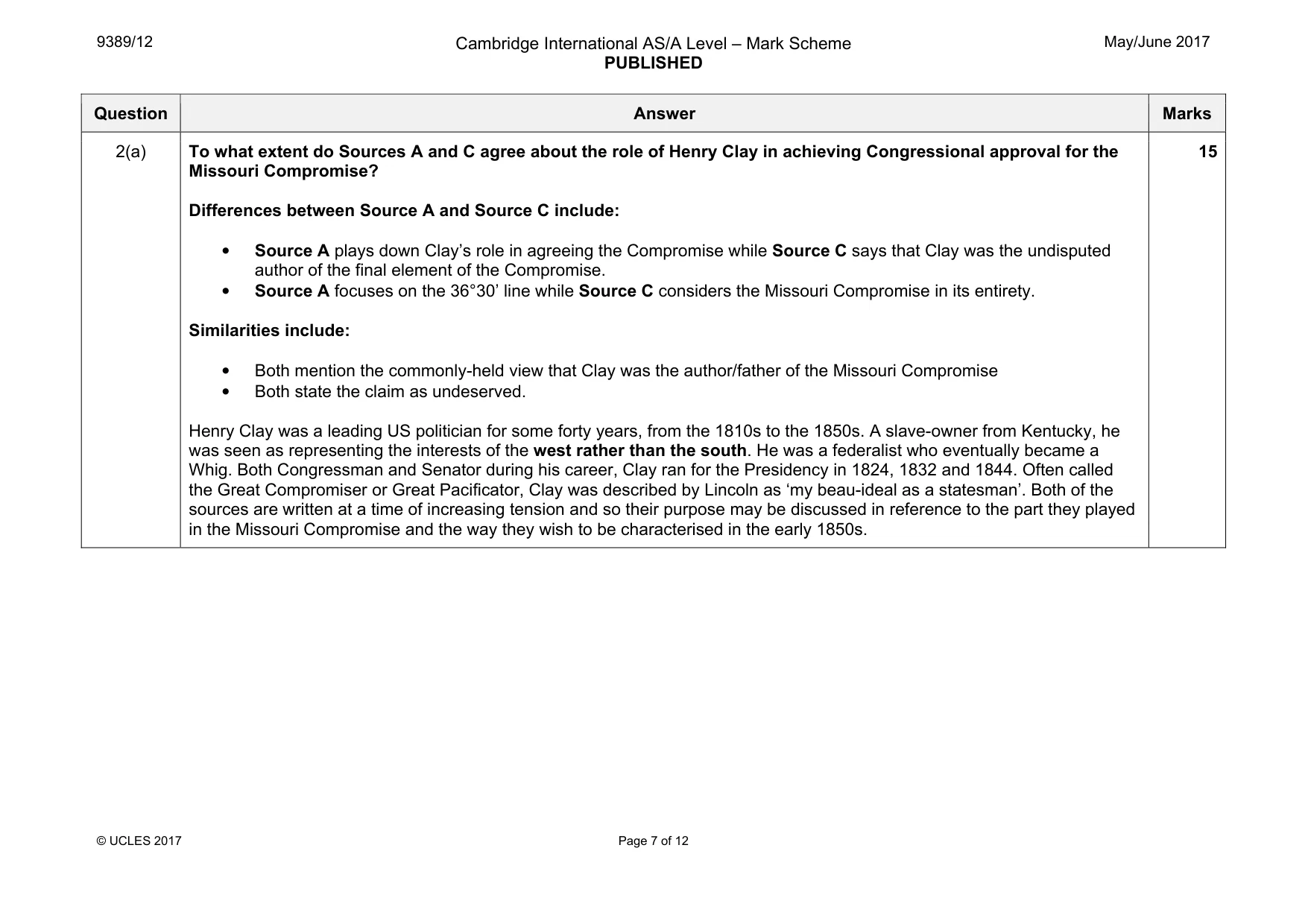 Mark scheme, page 7 of 12