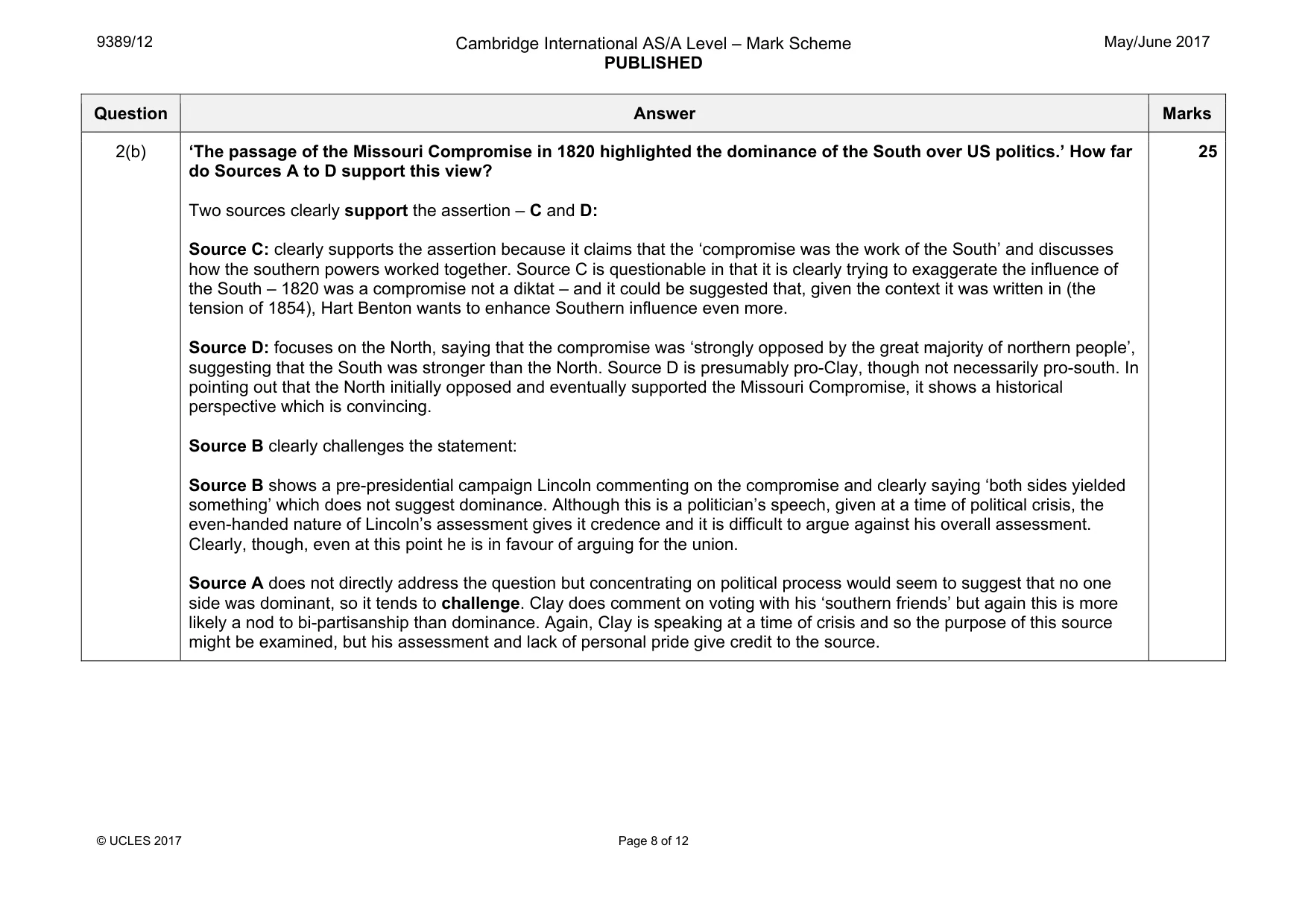 Mark scheme, page 8 of 12
