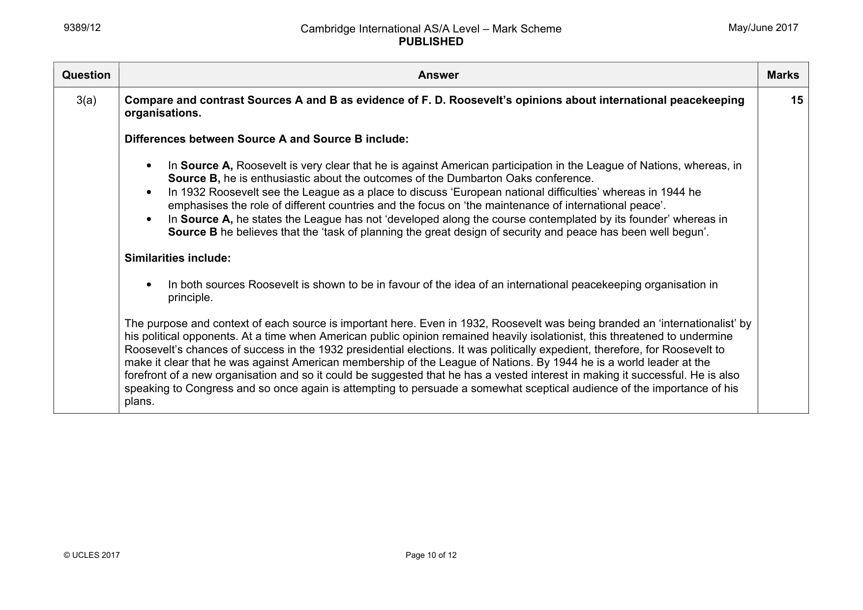 Mark scheme, page 10 of 12