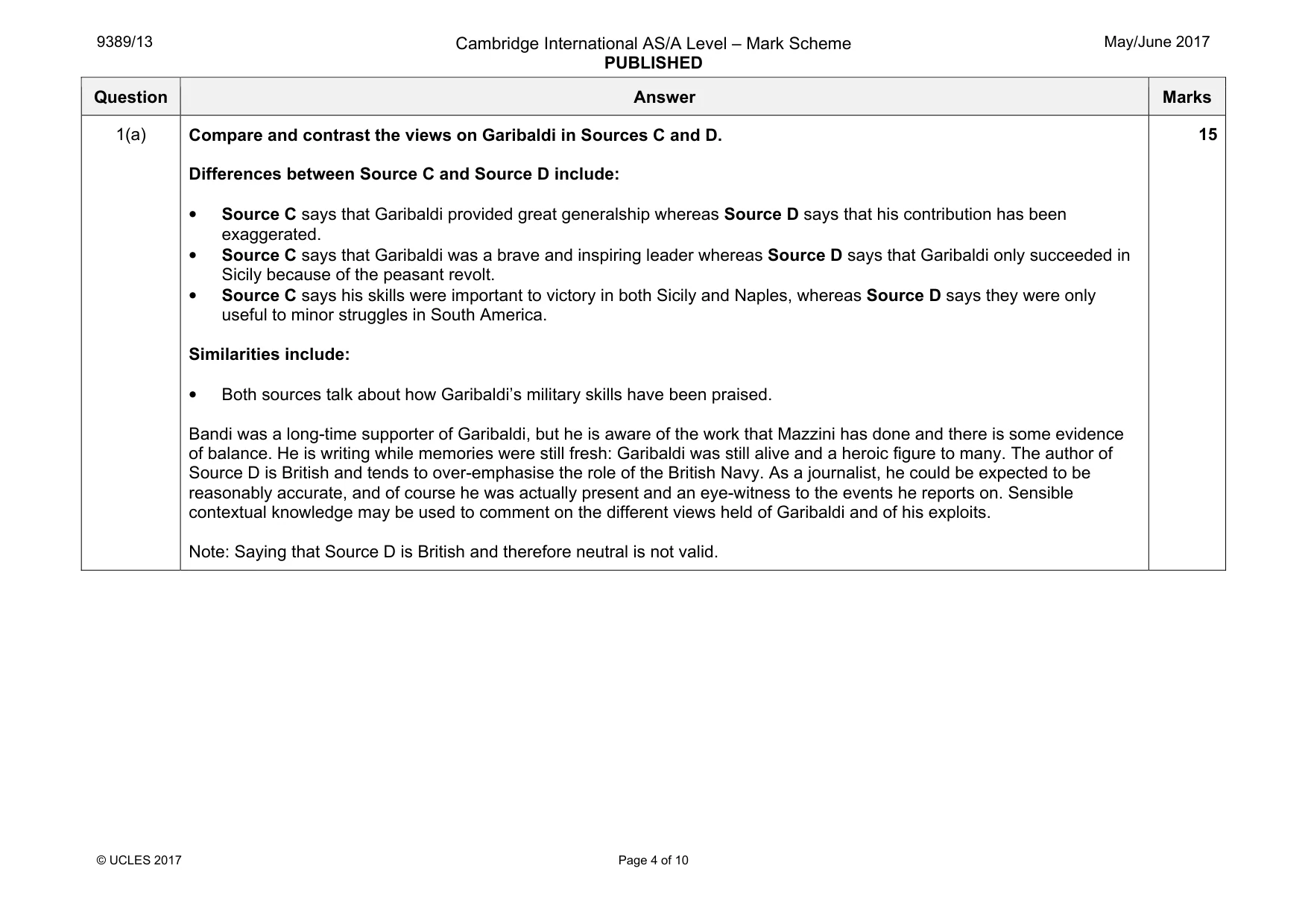 Mark scheme, page 4 of 10
