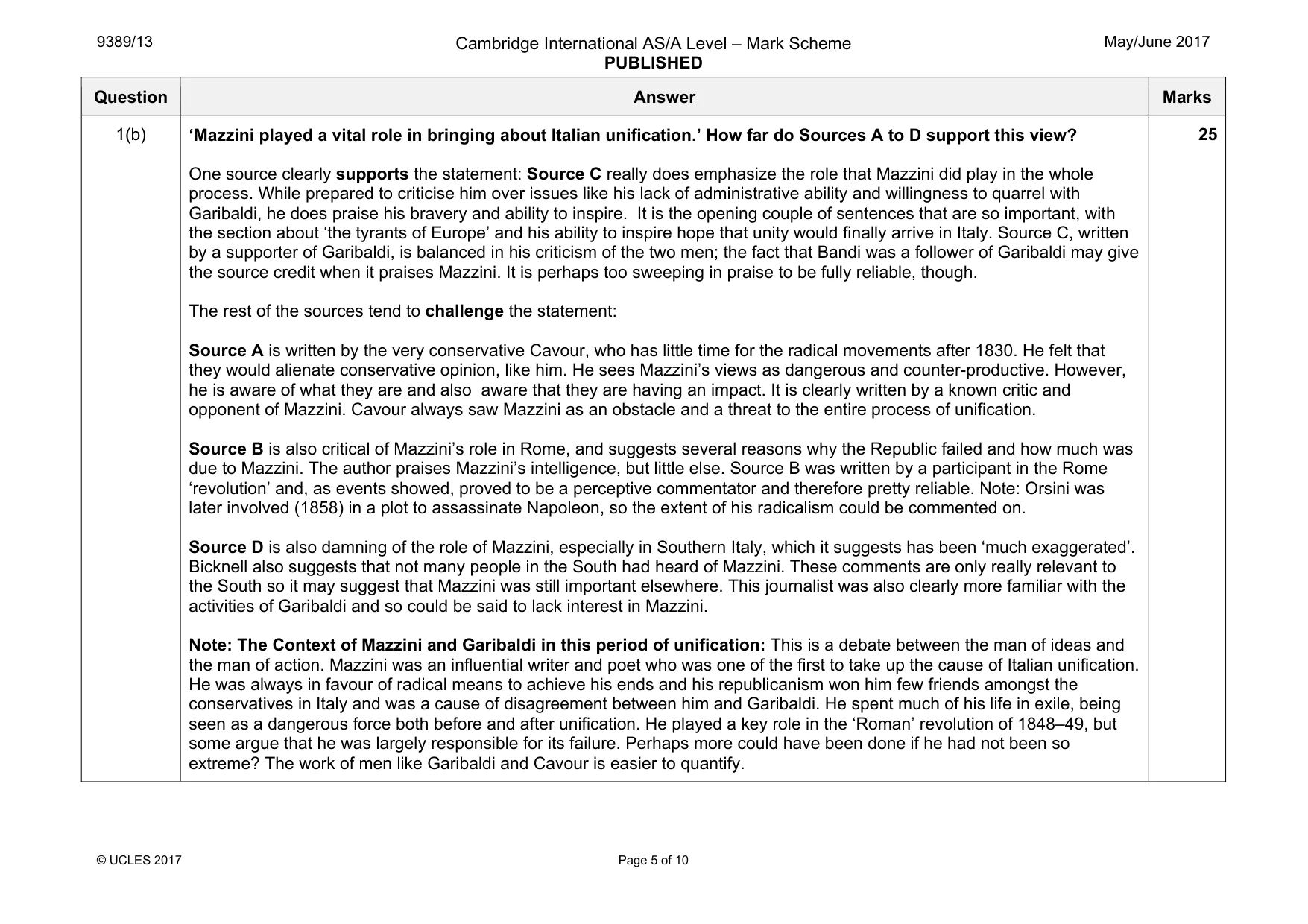 Mark scheme, page 5 of 10