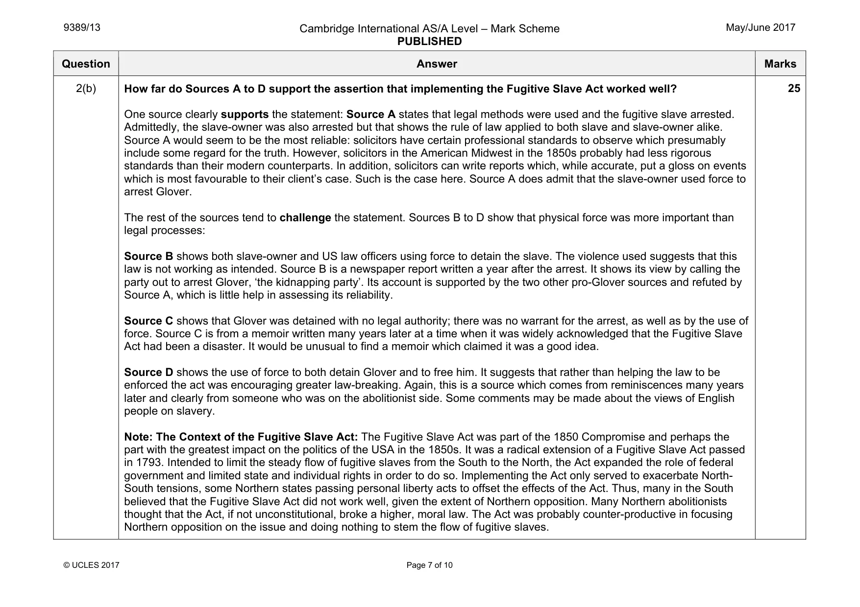 Mark scheme, page 7 of 10