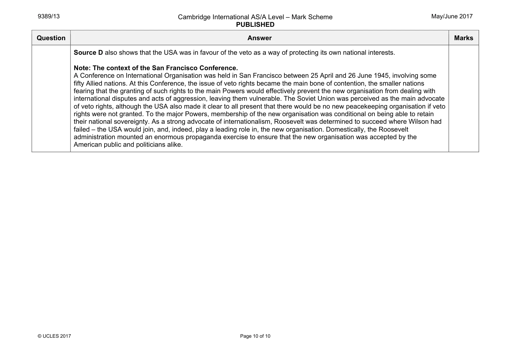 Mark scheme, page 10 of 10