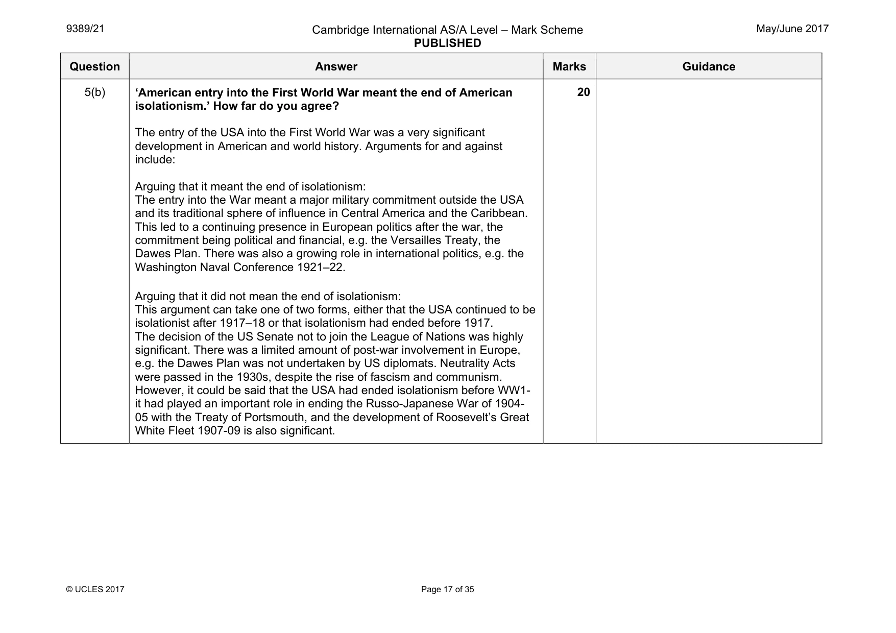 Mark scheme, page 17 of 35