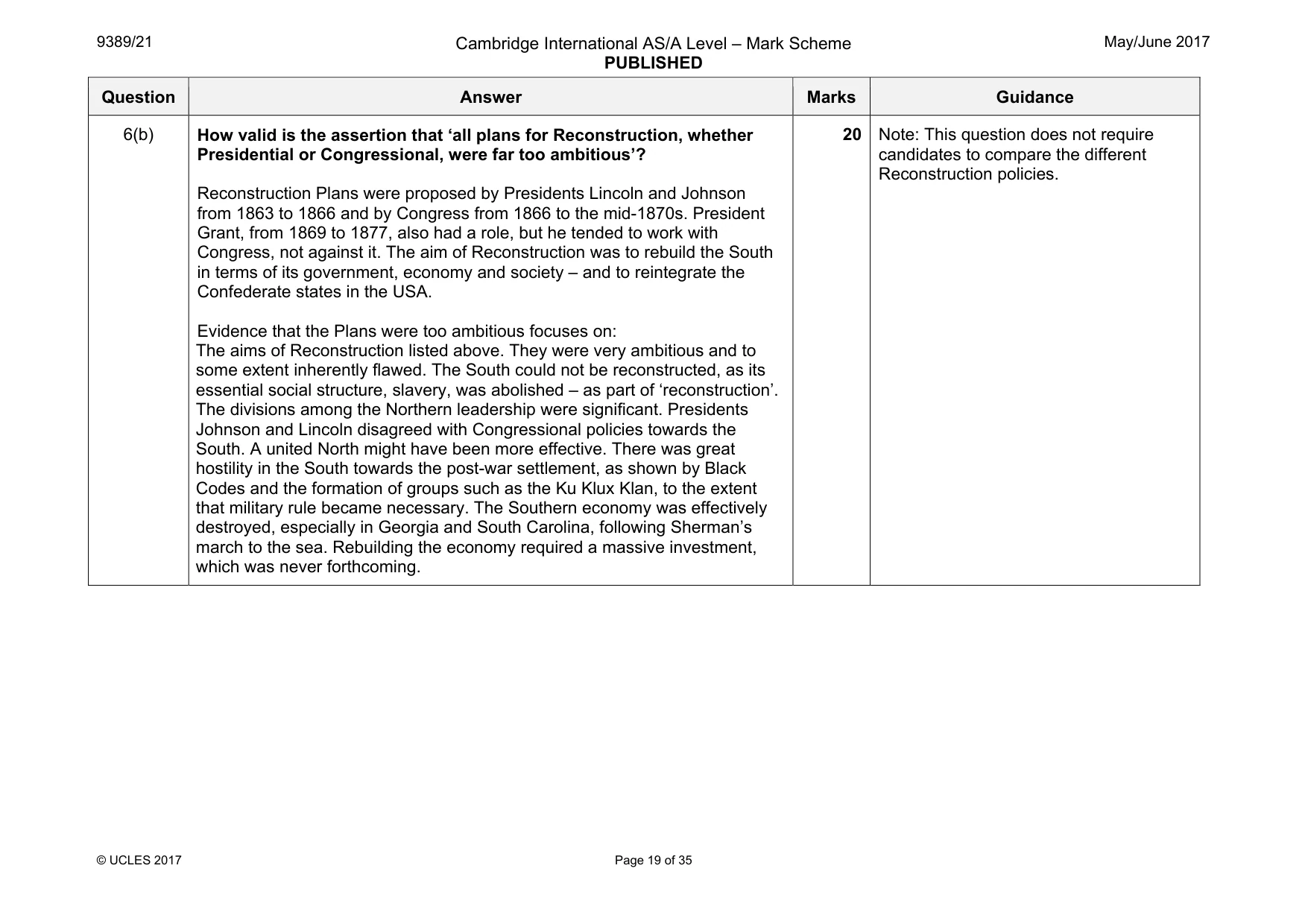 Mark scheme, page 19 of 35